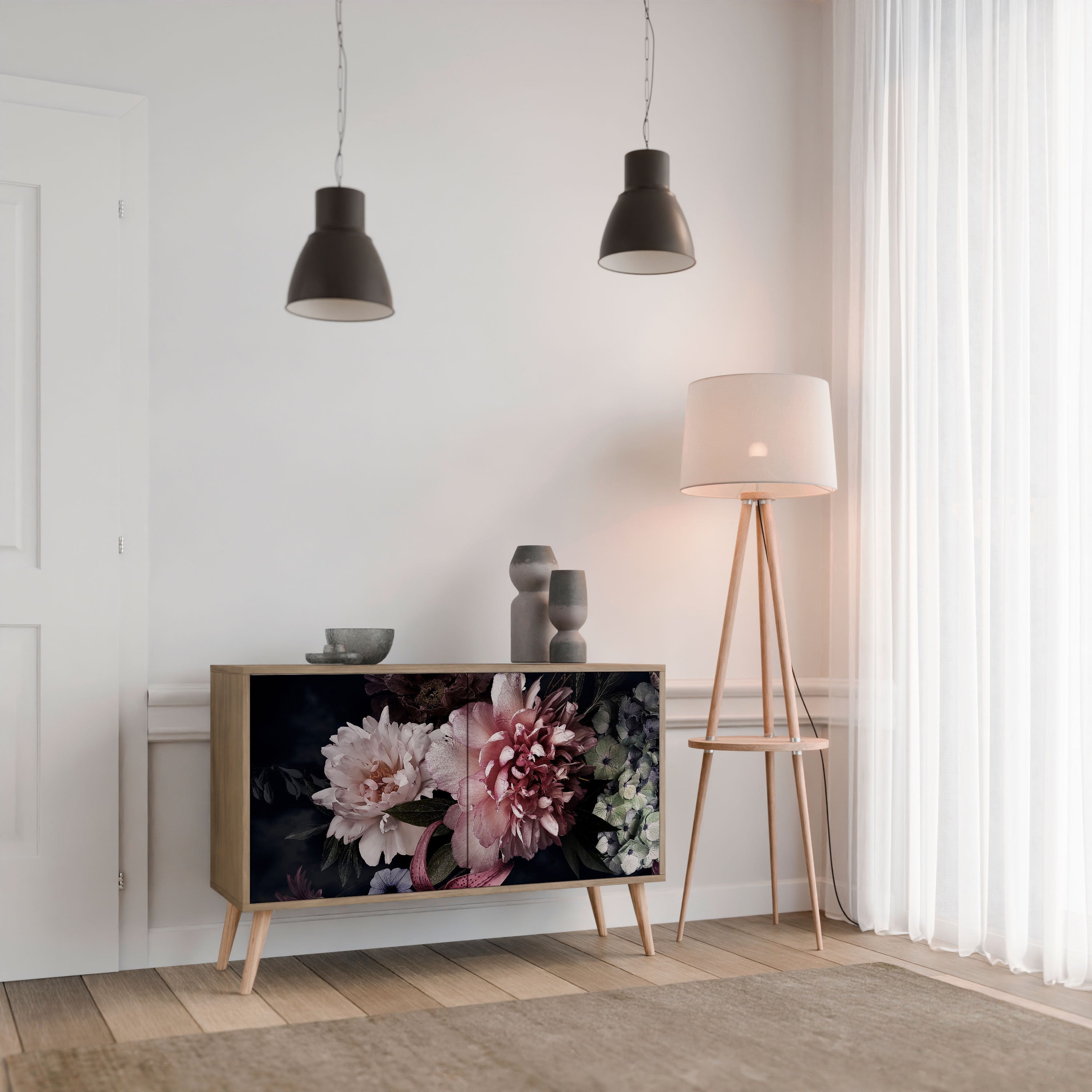 Μπουφές PURE BLOSSOM με 2 πόρτες σε απόχρωση δρυός