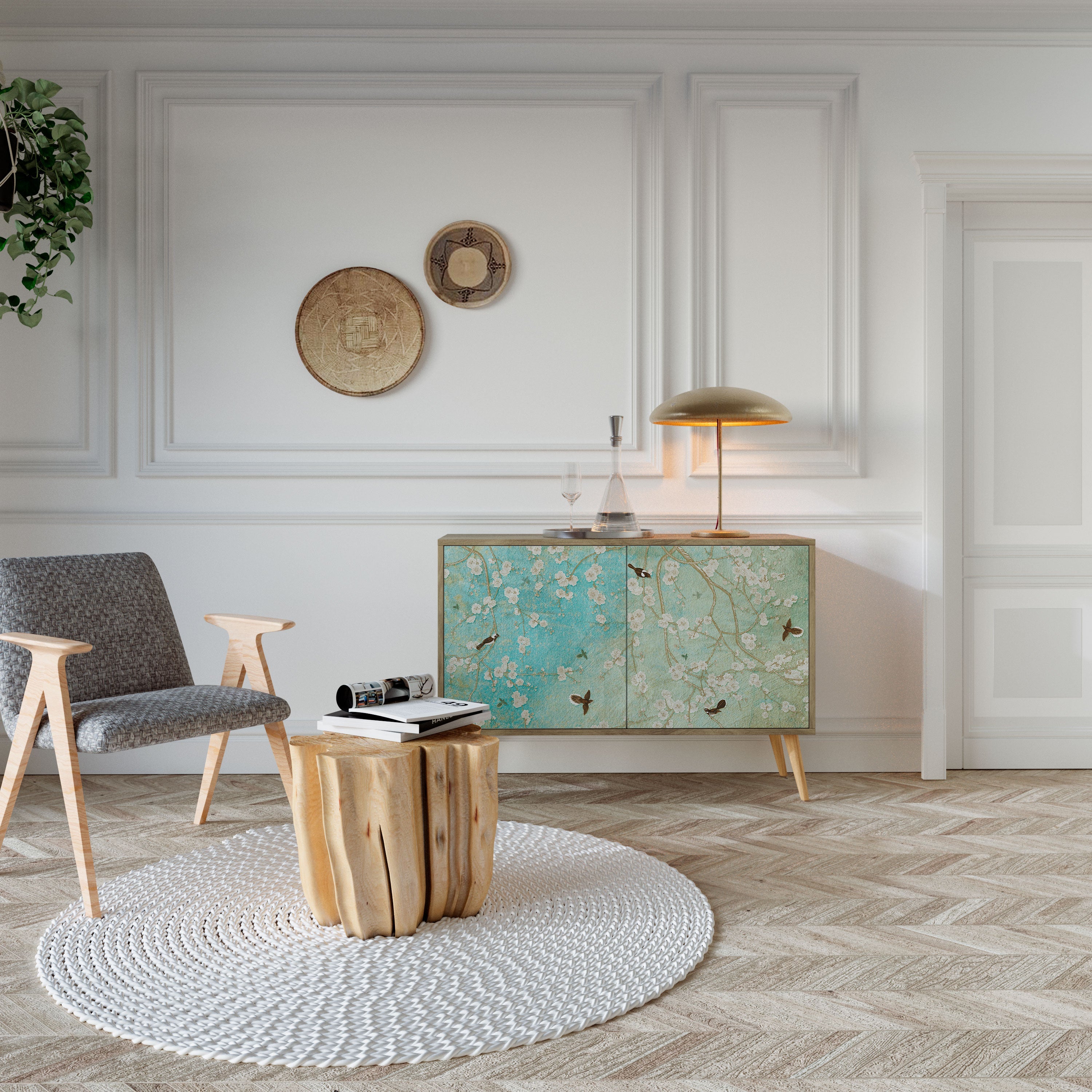 Μπουφές BLOOMING CHARM με 2 πόρτες σε όψη δρυός