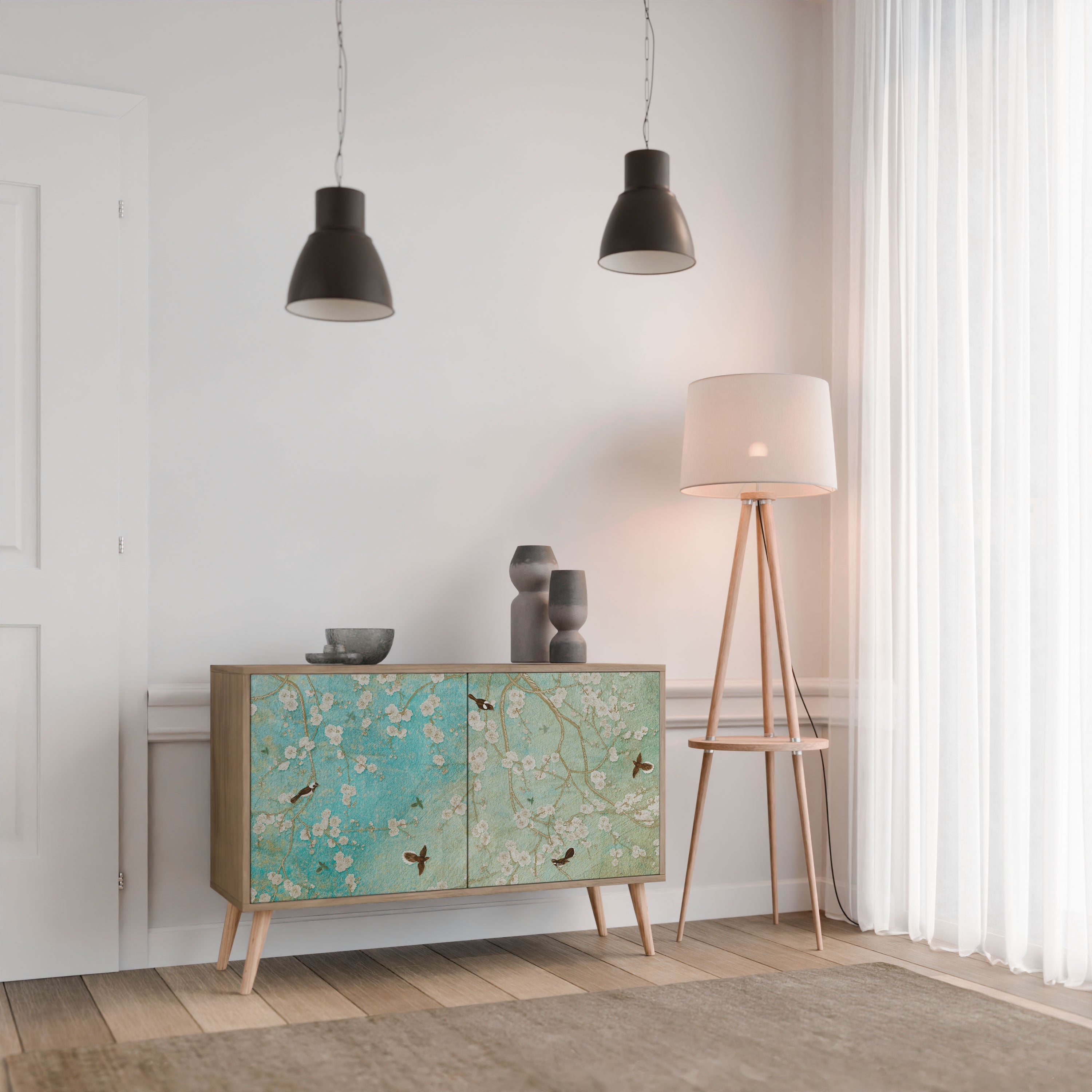 Μπουφές BLOOMING CHARM με 2 πόρτες σε όψη δρυός