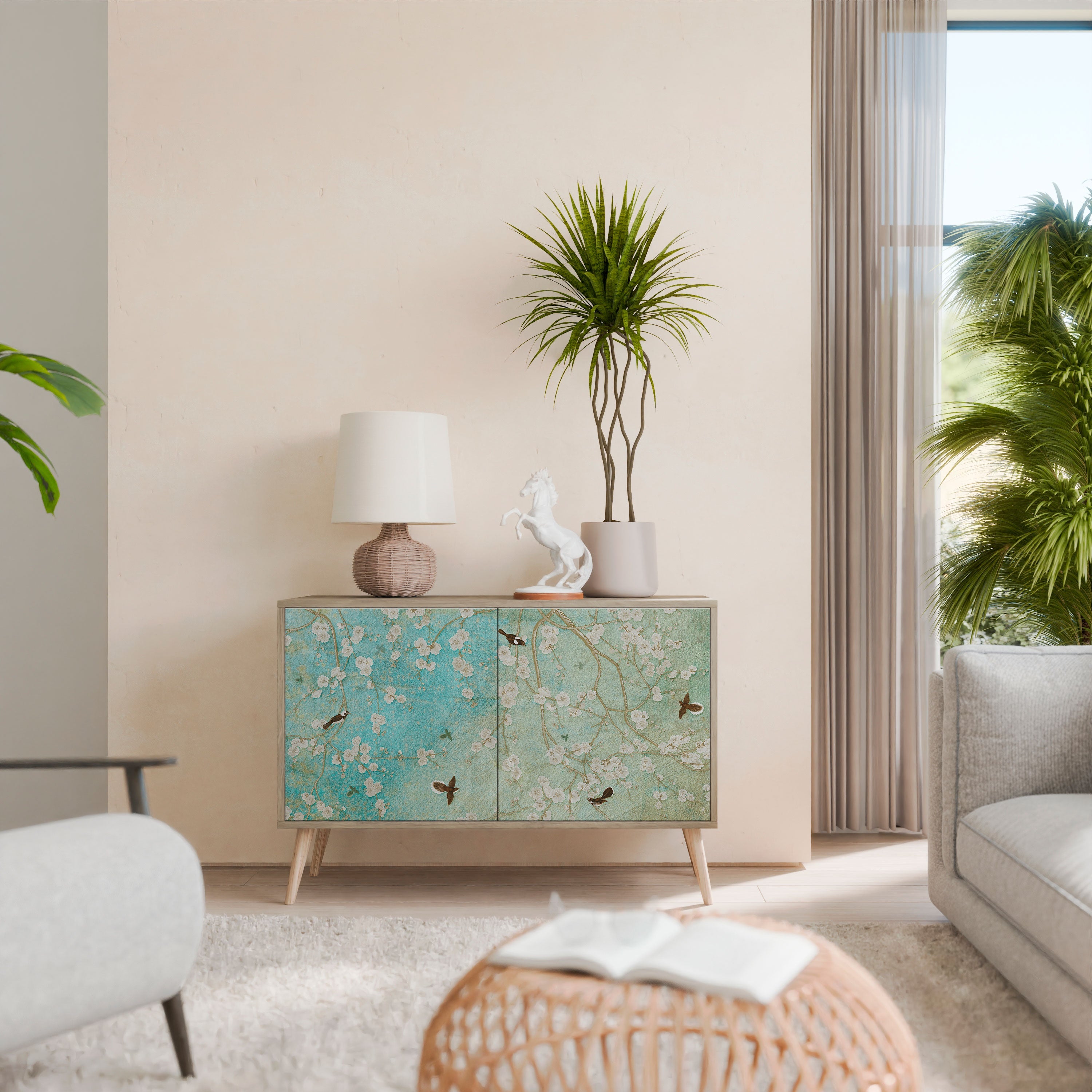 Μπουφές BLOOMING CHARM με 2 πόρτες σε όψη δρυός