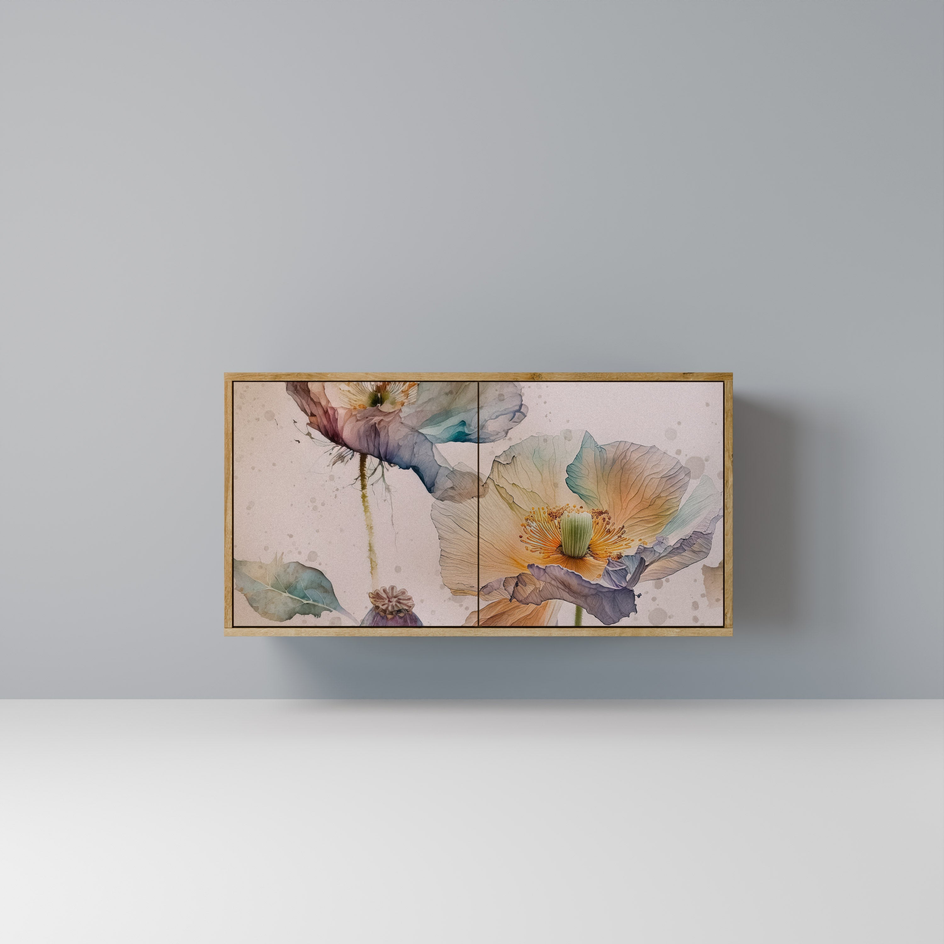 Μπουφές SOFTEN POPPY με 2 πόρτες σε απόχρωση δρυός