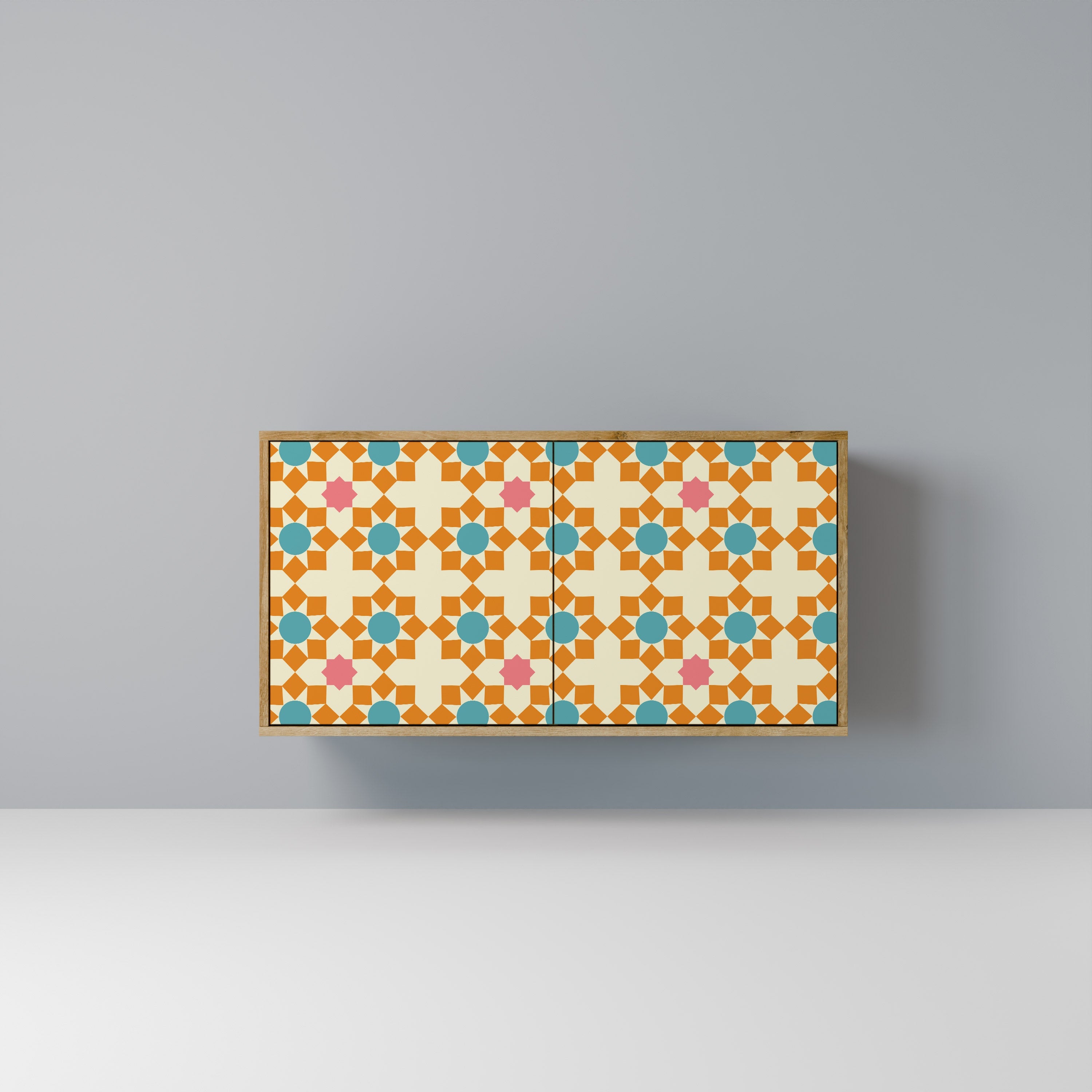 Μπουφές FLORAL DECOR με 2 πόρτες σε όψη δρυός