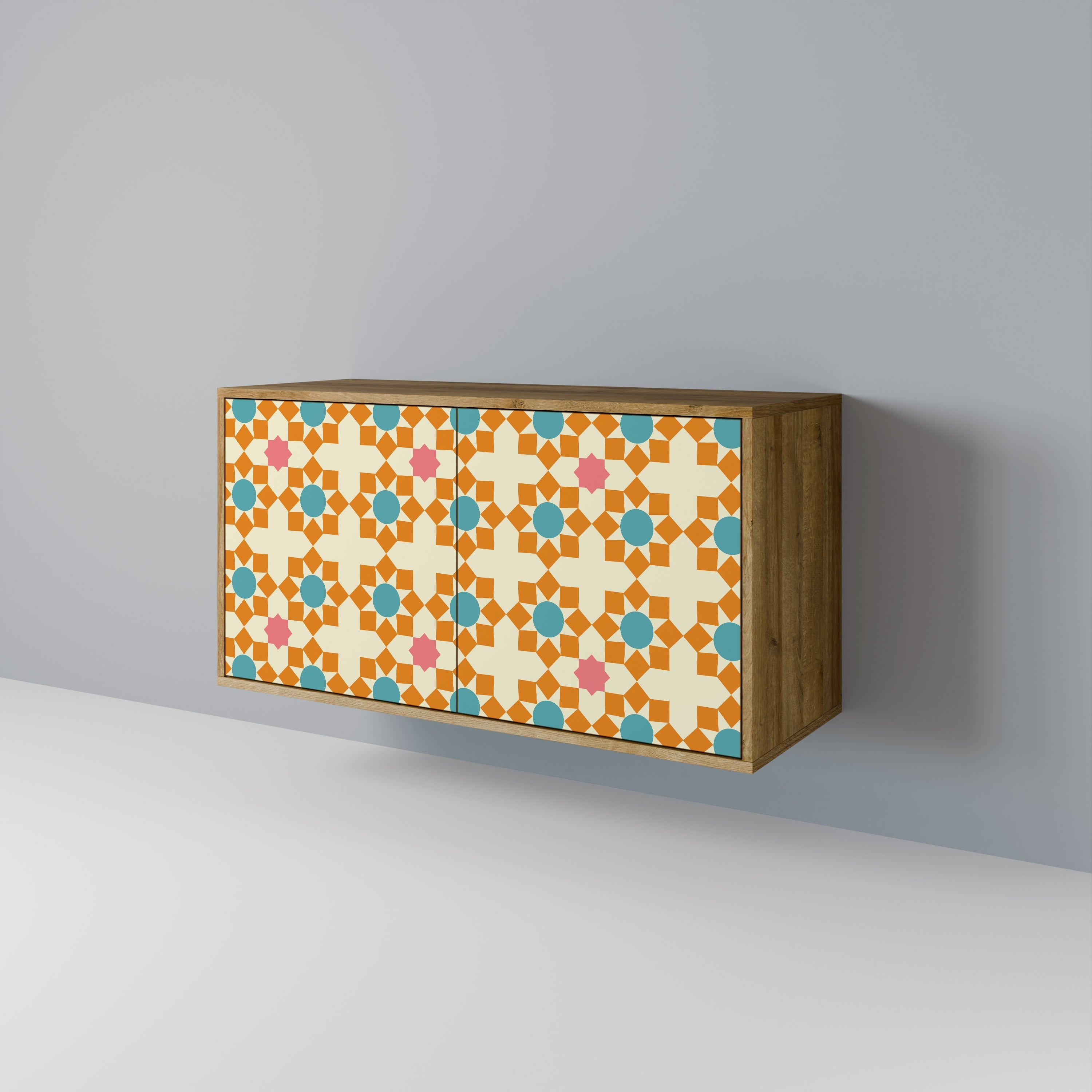 Μπουφές FLORAL DECOR με 2 πόρτες σε όψη δρυός