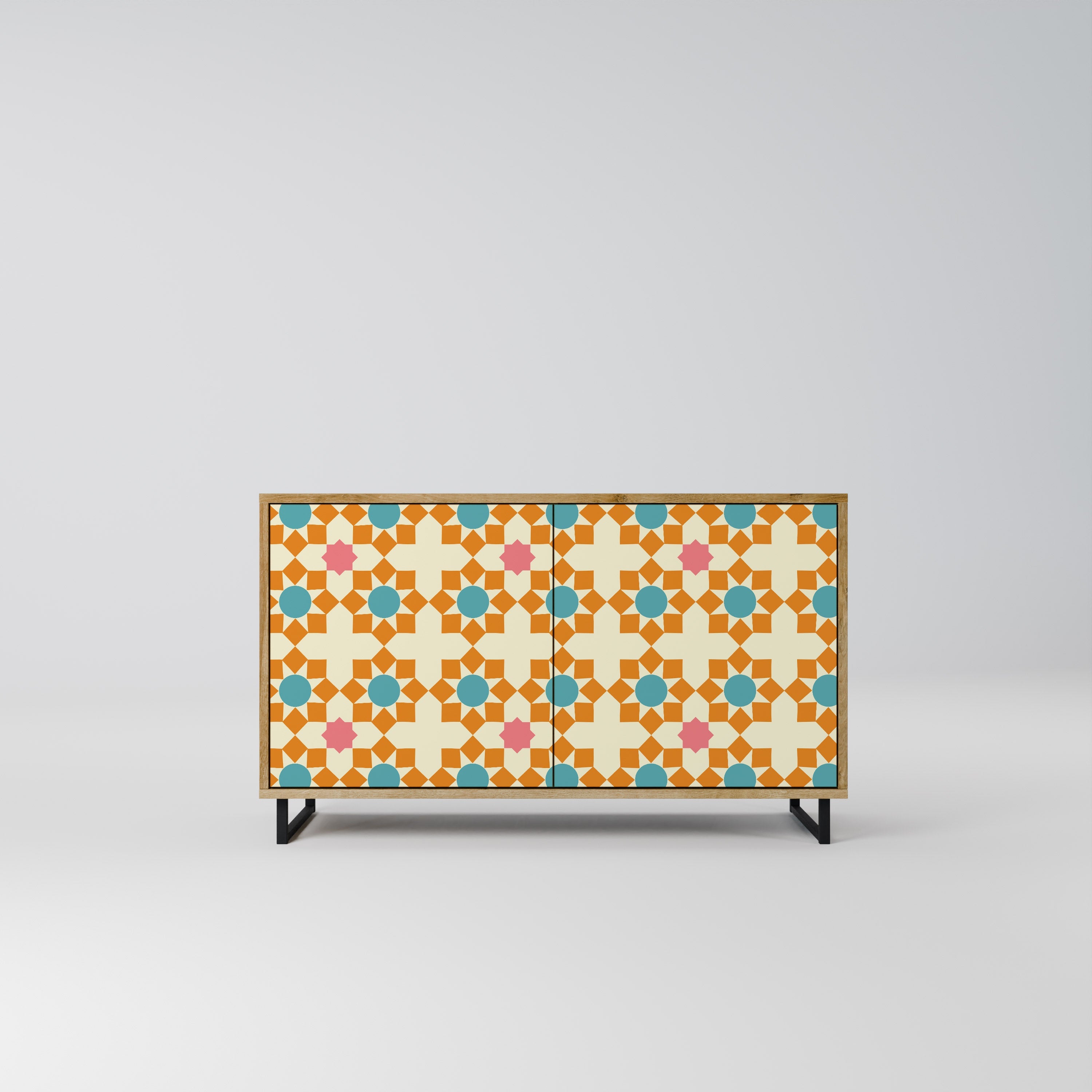 Μπουφές FLORAL DECOR με 2 πόρτες σε όψη δρυός