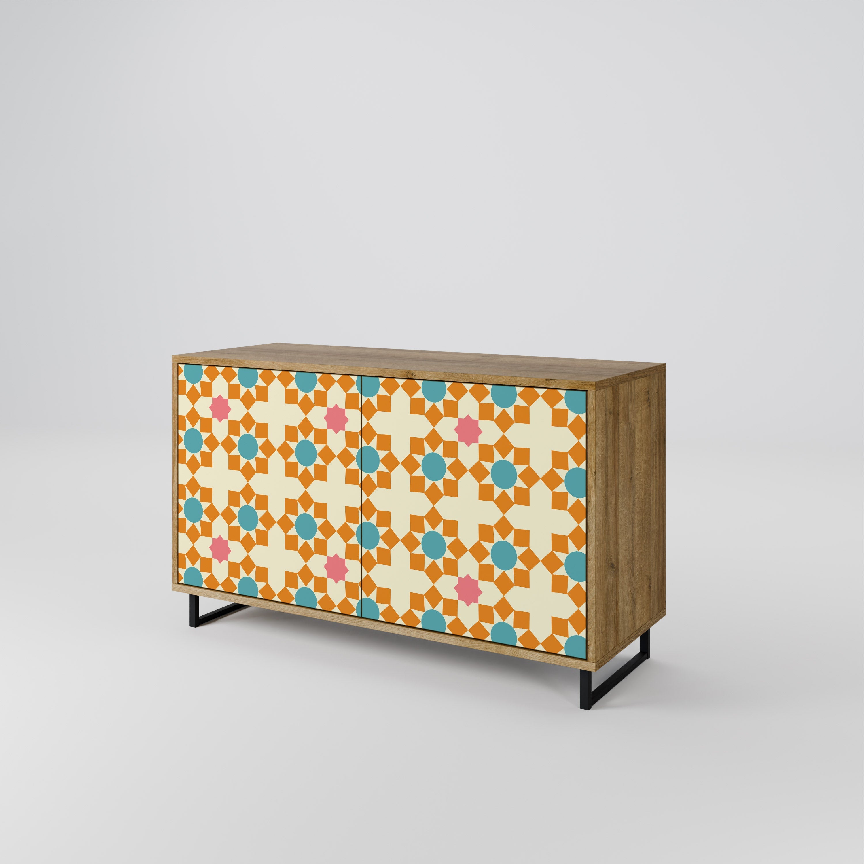 Μπουφές FLORAL DECOR με 2 πόρτες σε όψη δρυός