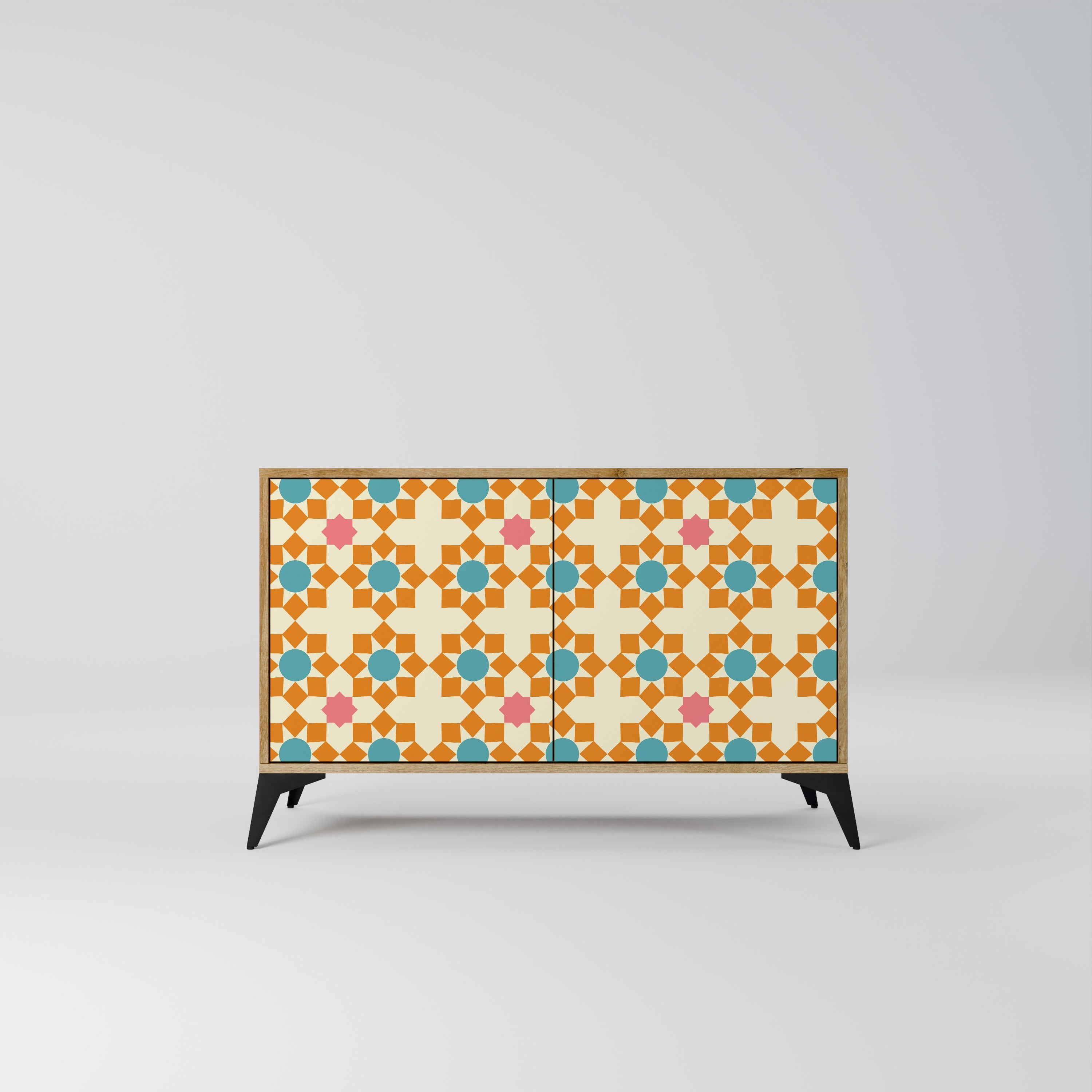 Μπουφές FLORAL DECOR με 2 πόρτες σε όψη δρυός