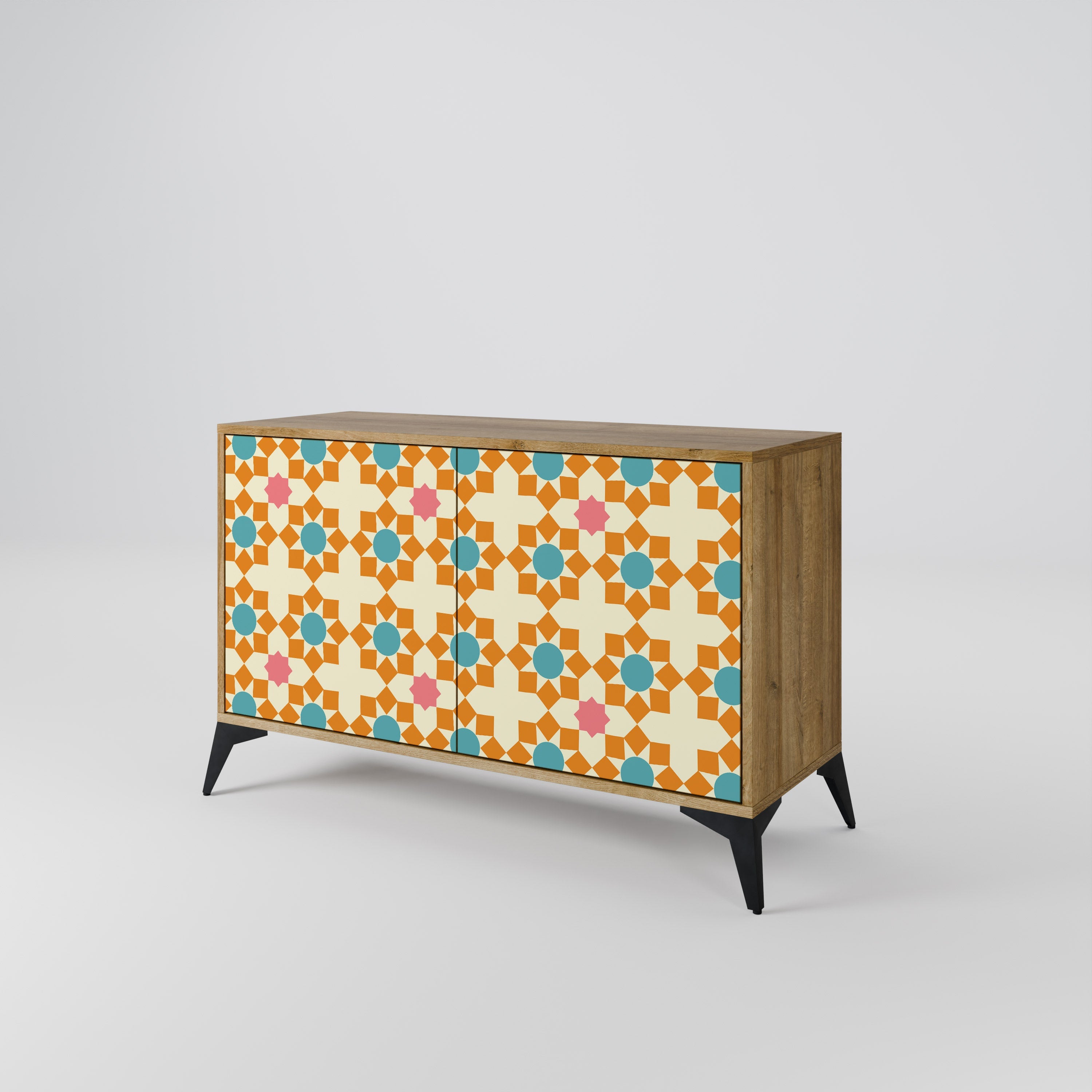 Μπουφές FLORAL DECOR με 2 πόρτες σε όψη δρυός