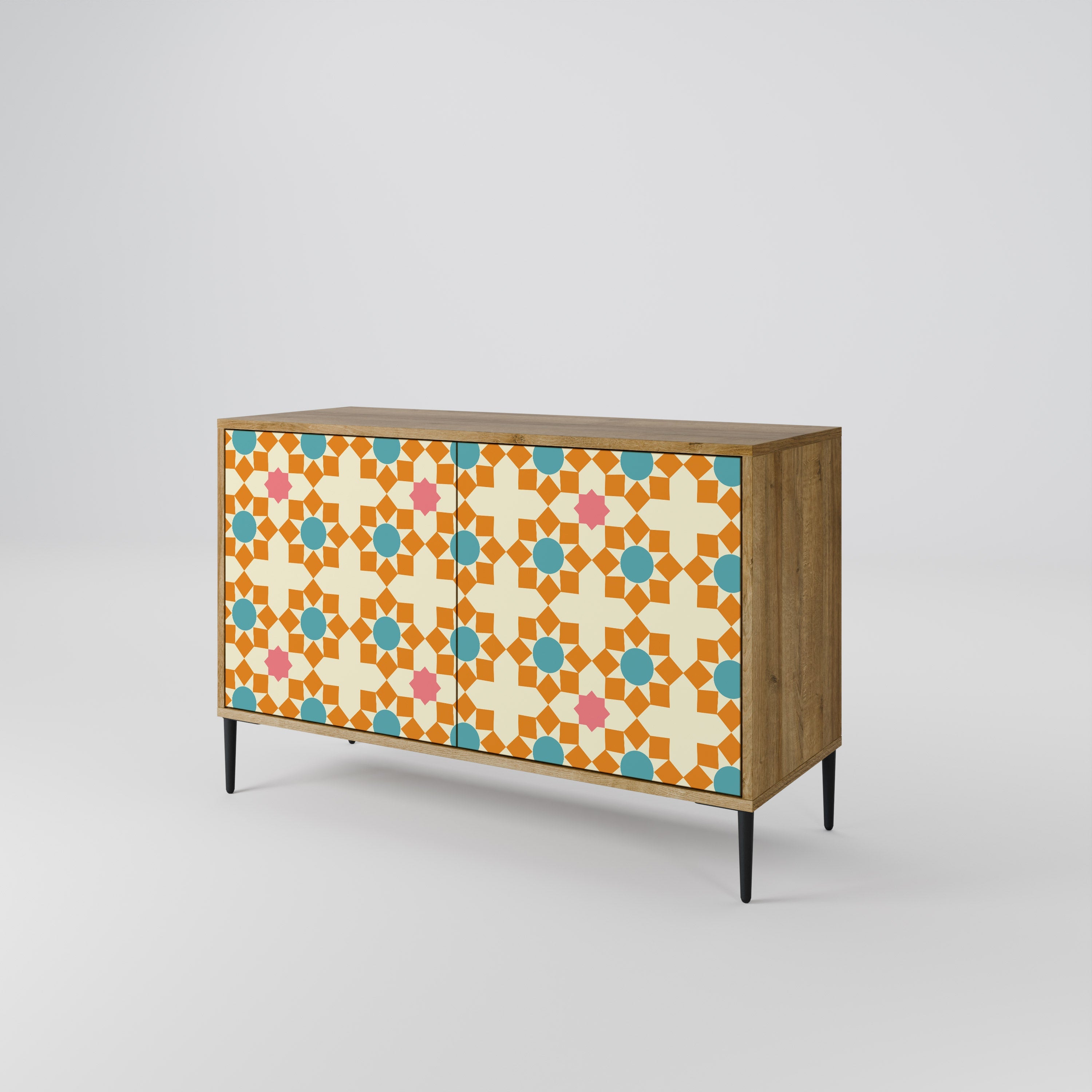 Μπουφές FLORAL DECOR με 2 πόρτες σε όψη δρυός