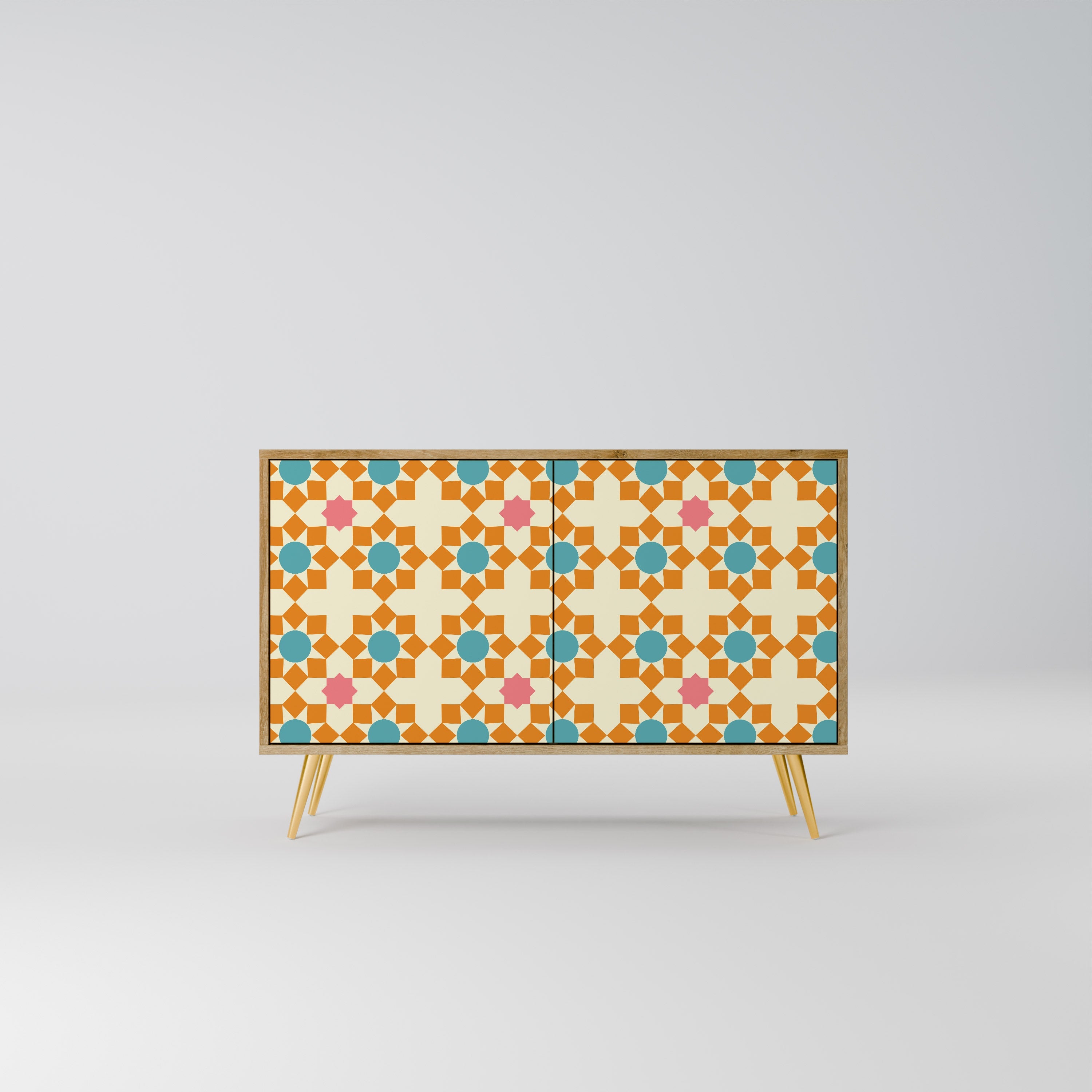 Μπουφές FLORAL DECOR με 2 πόρτες σε όψη δρυός