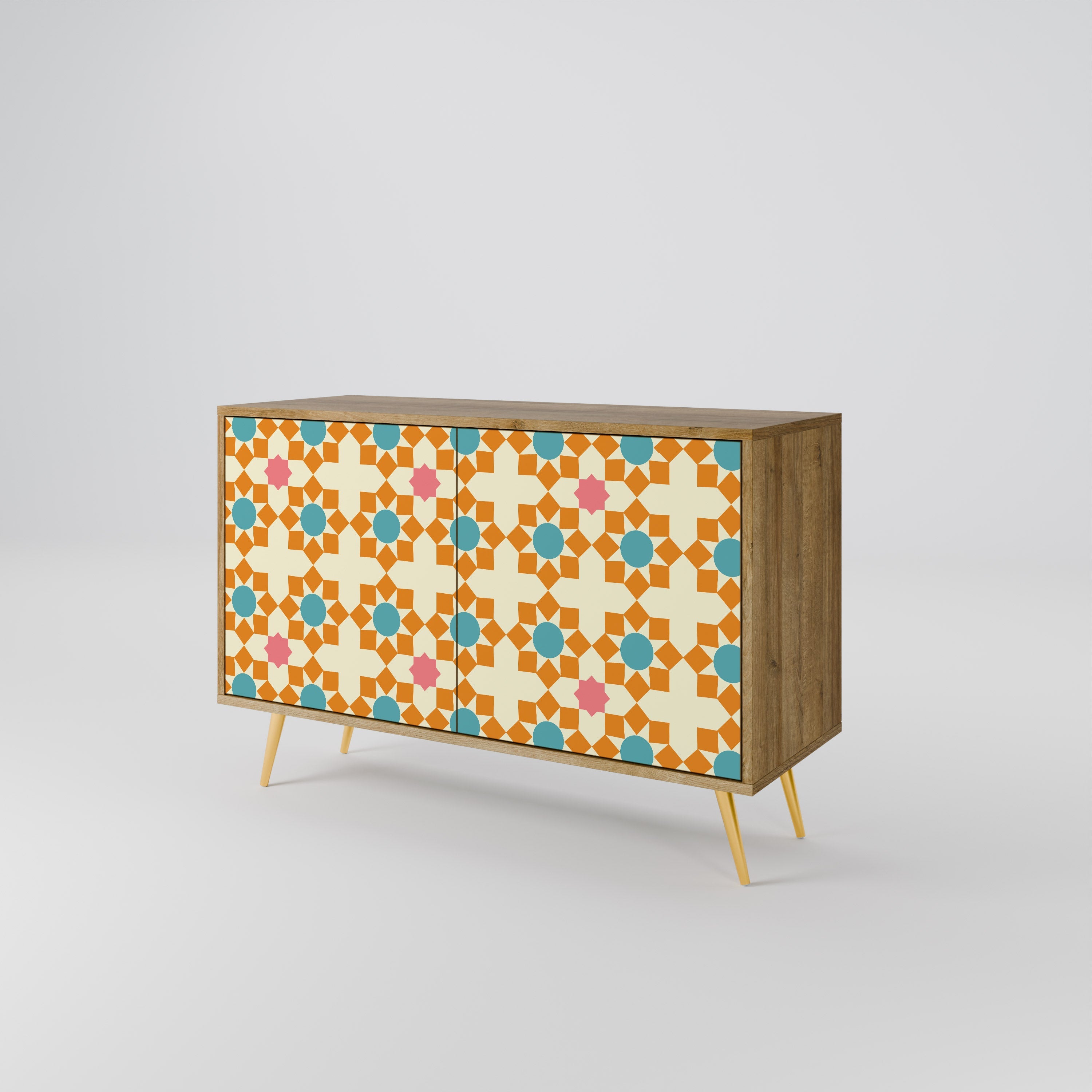 Μπουφές FLORAL DECOR με 2 πόρτες σε όψη δρυός