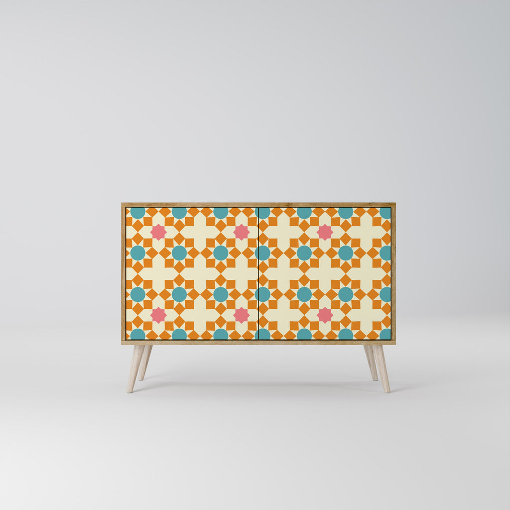 Μπουφές FLORAL DECOR με 2 πόρτες σε όψη δρυός