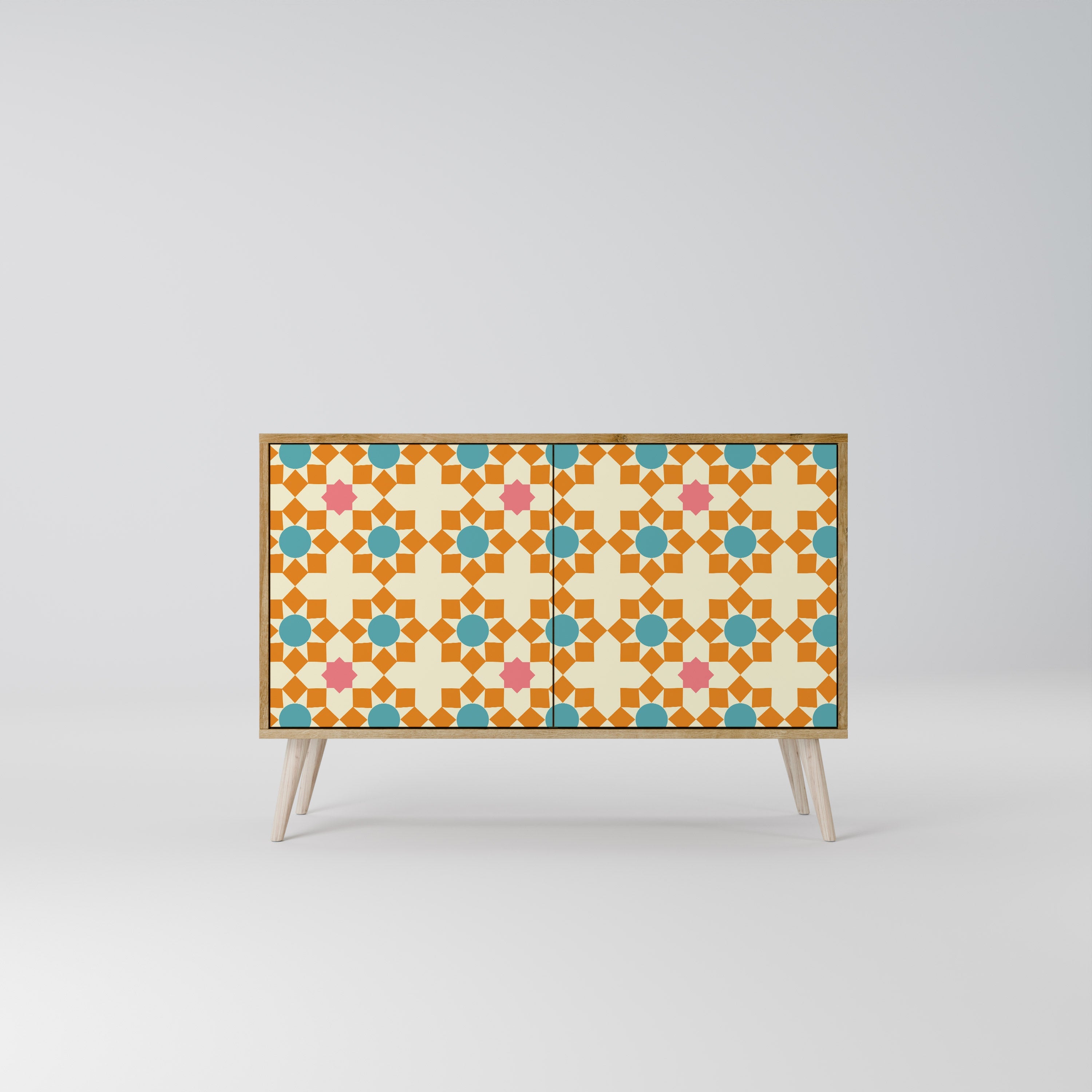 Μπουφές FLORAL DECOR με 2 πόρτες σε όψη δρυός