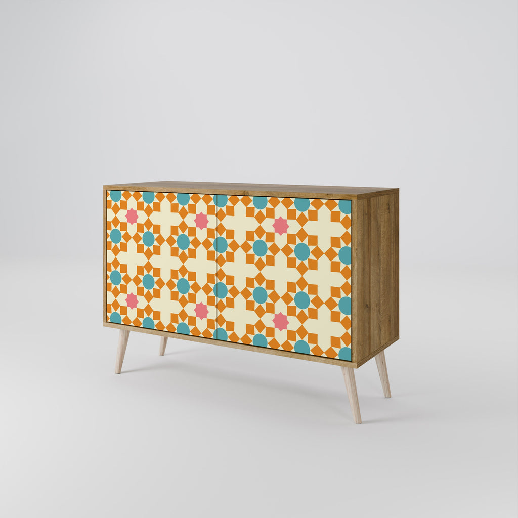 Μπουφές FLORAL DECOR με 2 πόρτες σε όψη δρυός