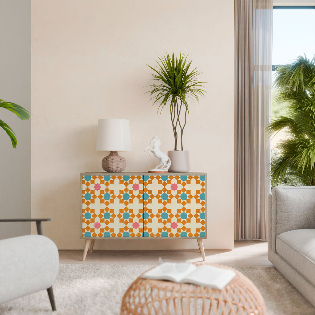 Μπουφές FLORAL DECOR με 2 πόρτες σε όψη δρυός