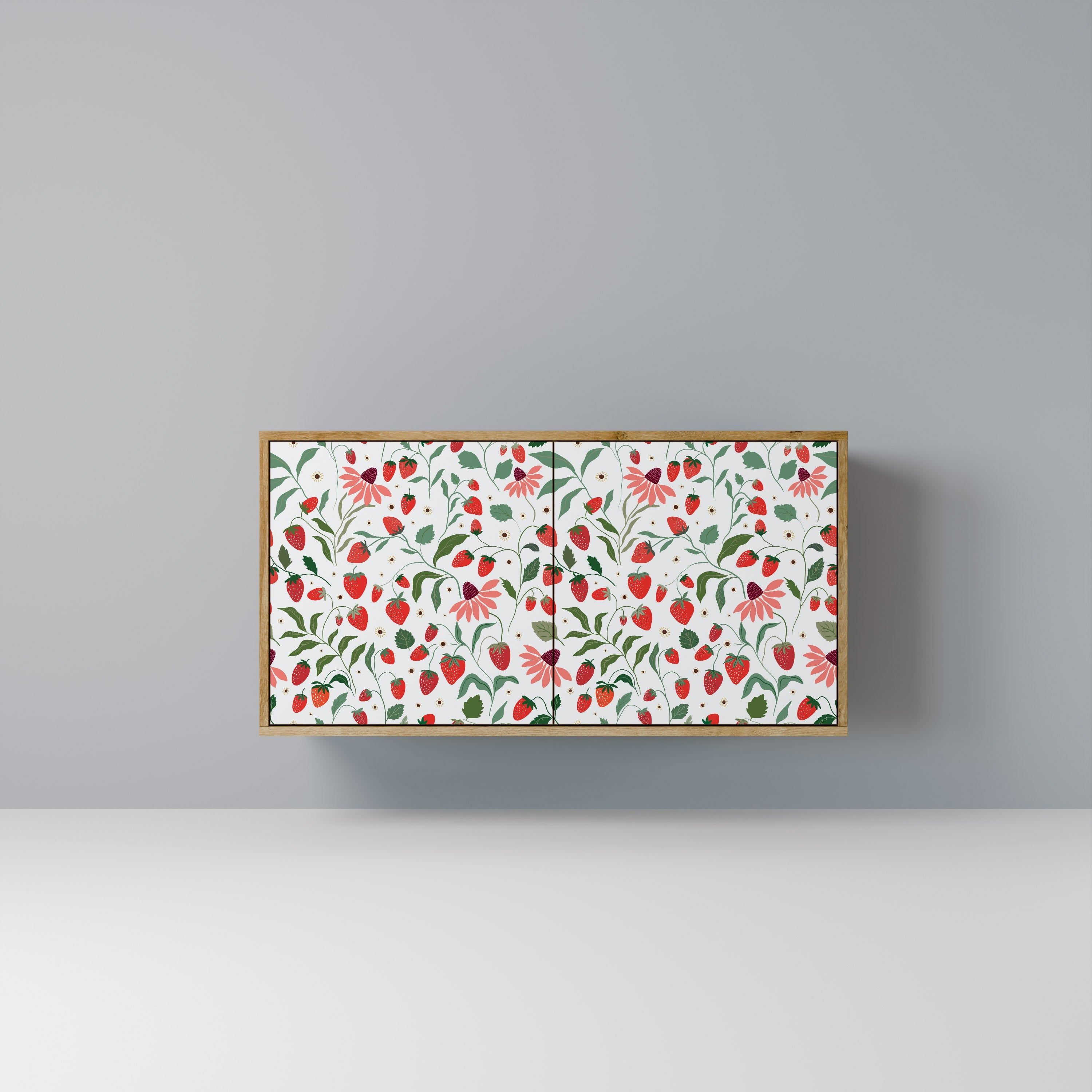 Μπουφές 2 θυρών FLOWERS AND STRAWBERRIES σε όψη δρυός