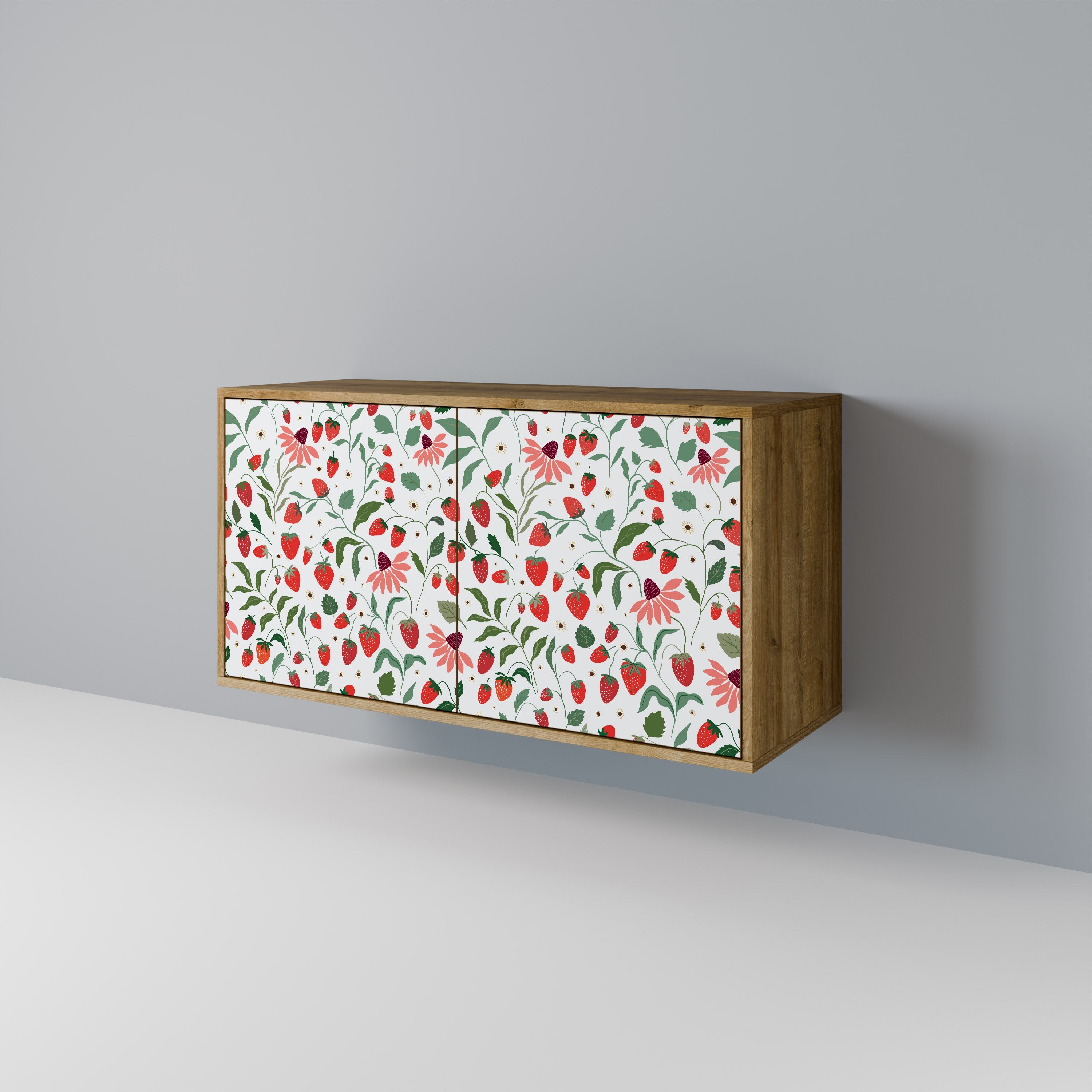 Μπουφές 2 θυρών FLOWERS AND STRAWBERRIES σε όψη δρυός