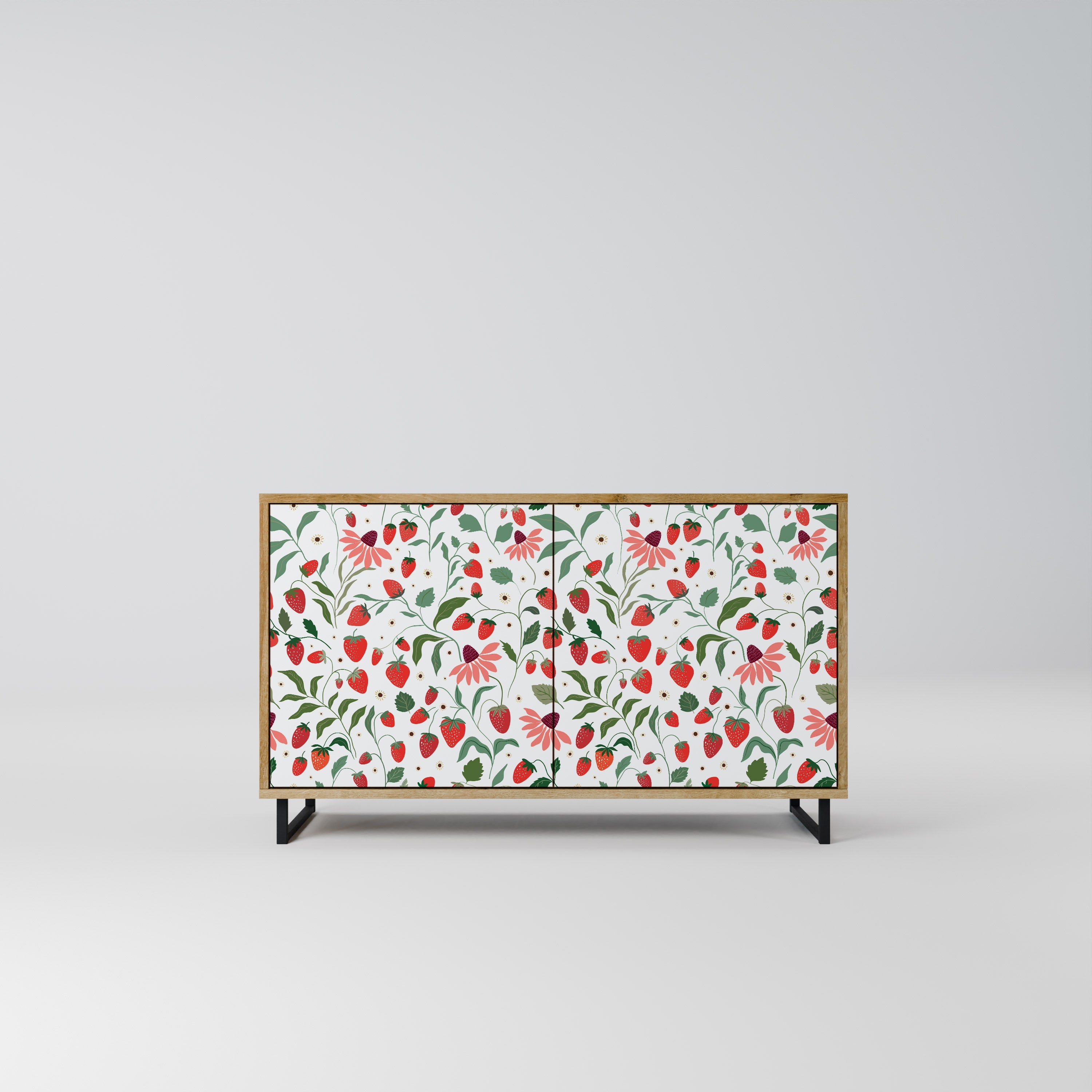 Μπουφές 2 θυρών FLOWERS AND STRAWBERRIES σε όψη δρυός