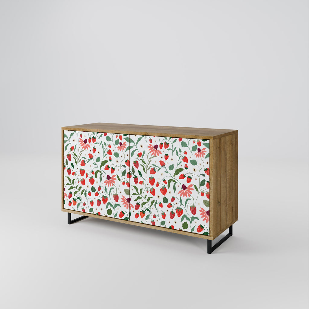 Μπουφές 2 θυρών FLOWERS AND STRAWBERRIES σε όψη δρυός