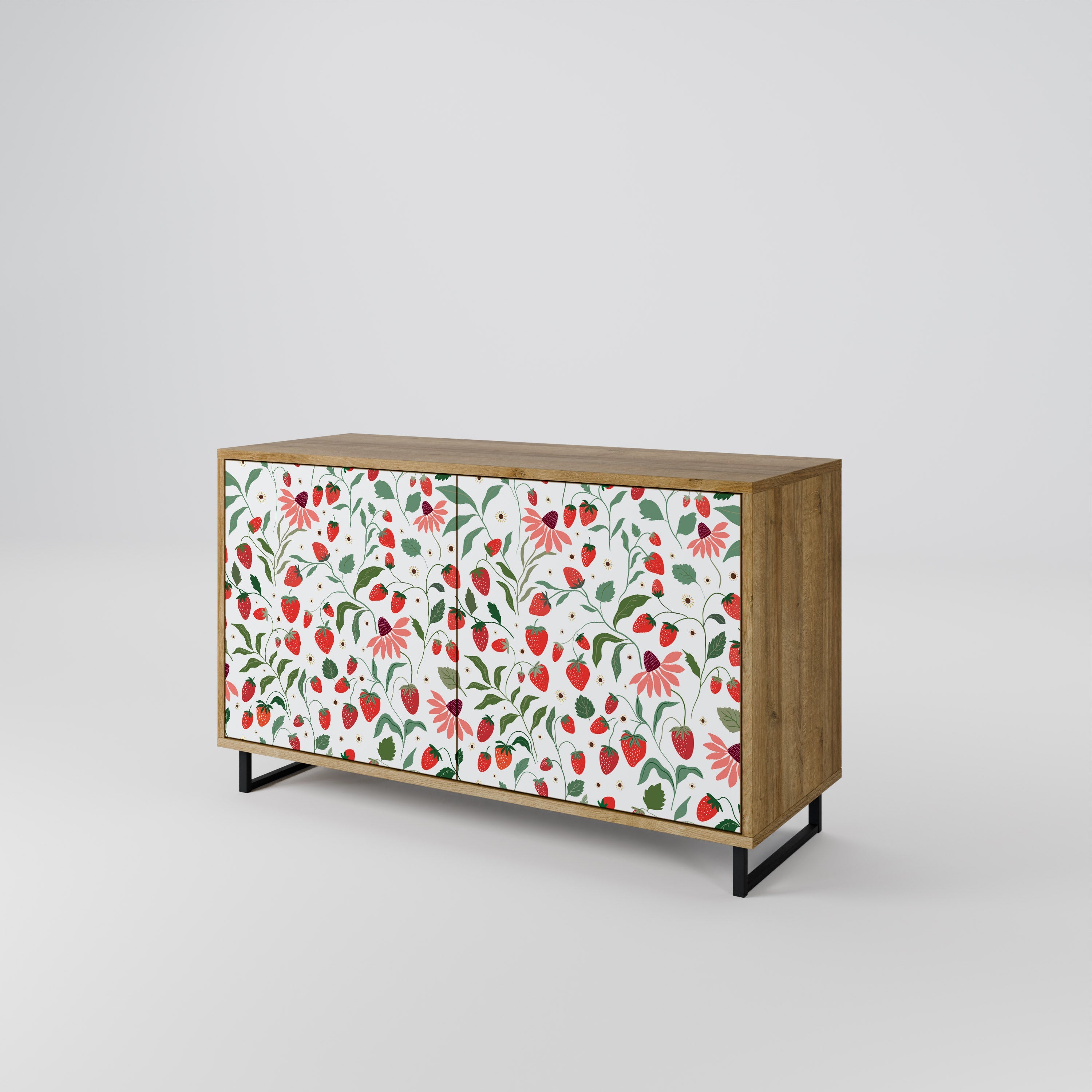 Μπουφές 2 θυρών FLOWERS AND STRAWBERRIES σε όψη δρυός