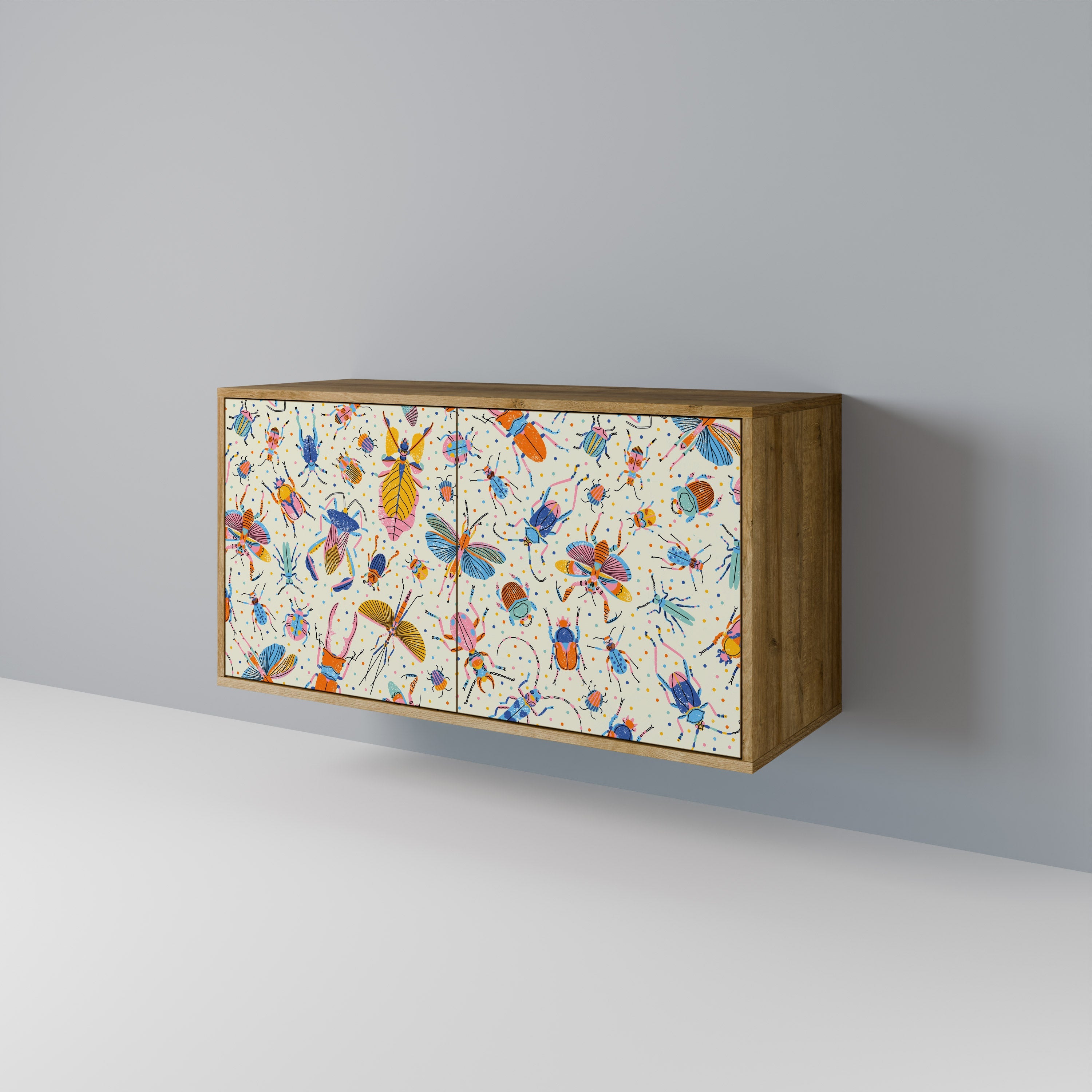 COLORFUL INSECTS 2-Door Sideboard in Oak Effect