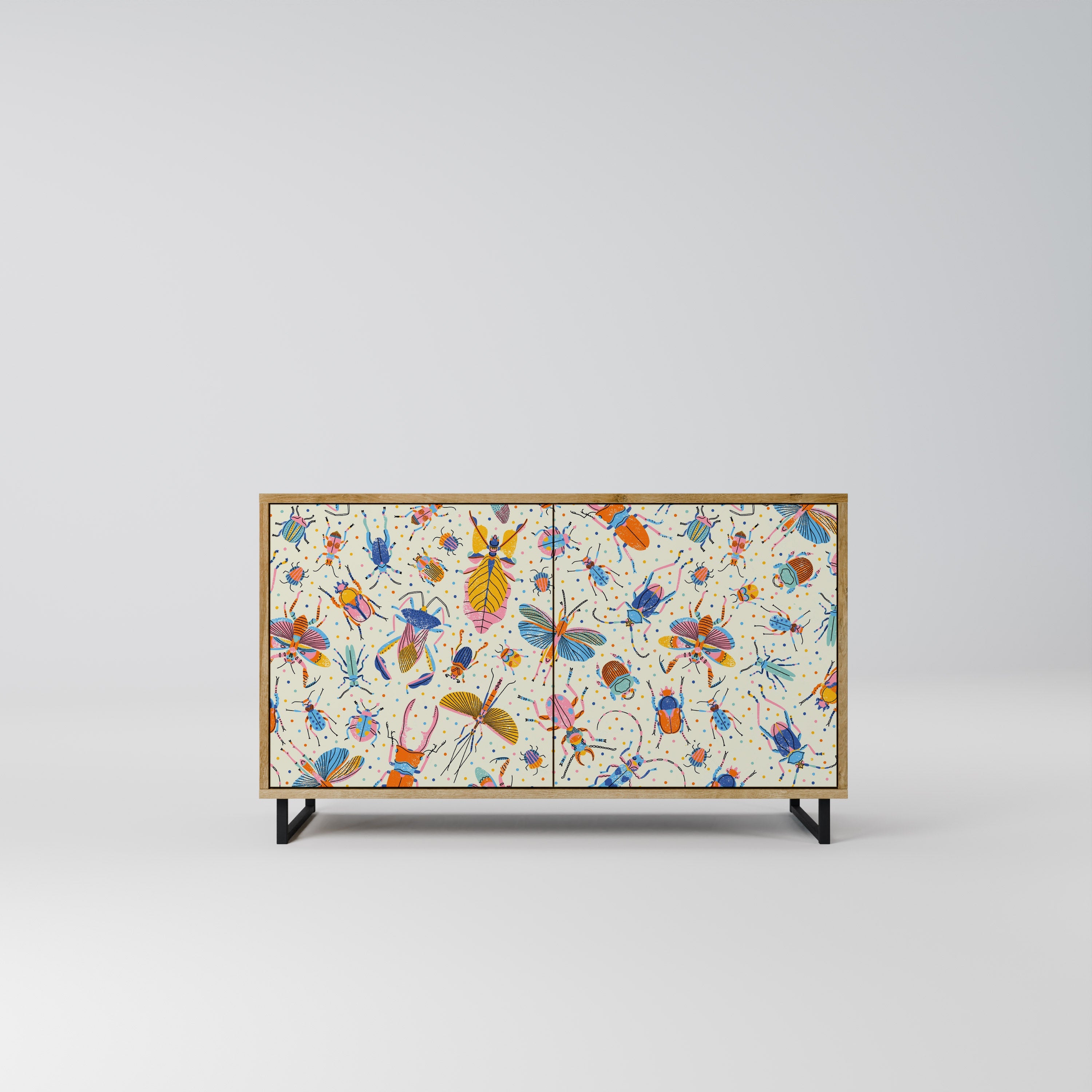 COLORFUL INSECTS 2-Door Sideboard in Oak Effect