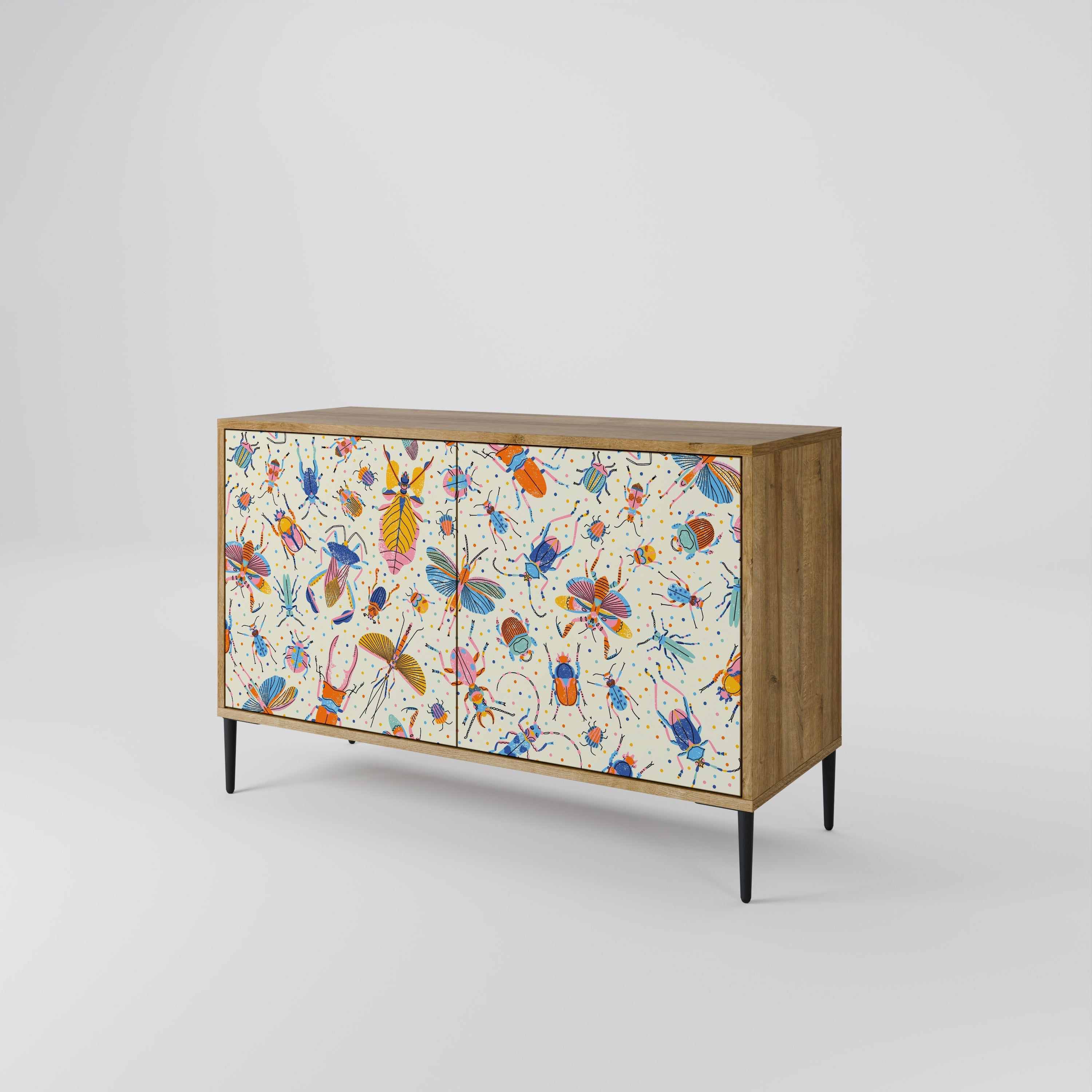 COLORFUL INSECTS 2-Door Sideboard in Oak Effect