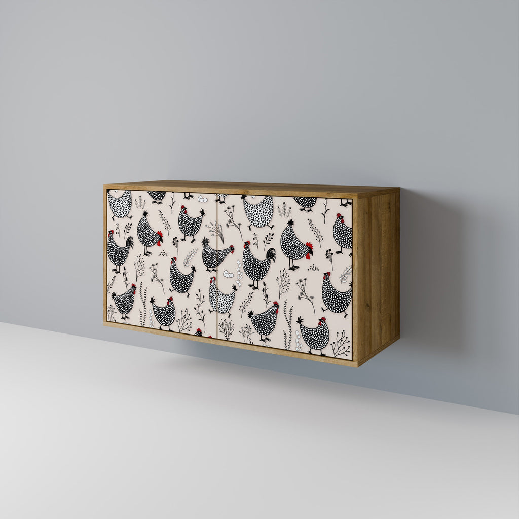 HAPPY HENS 2-Door Sideboard in Oak Effect