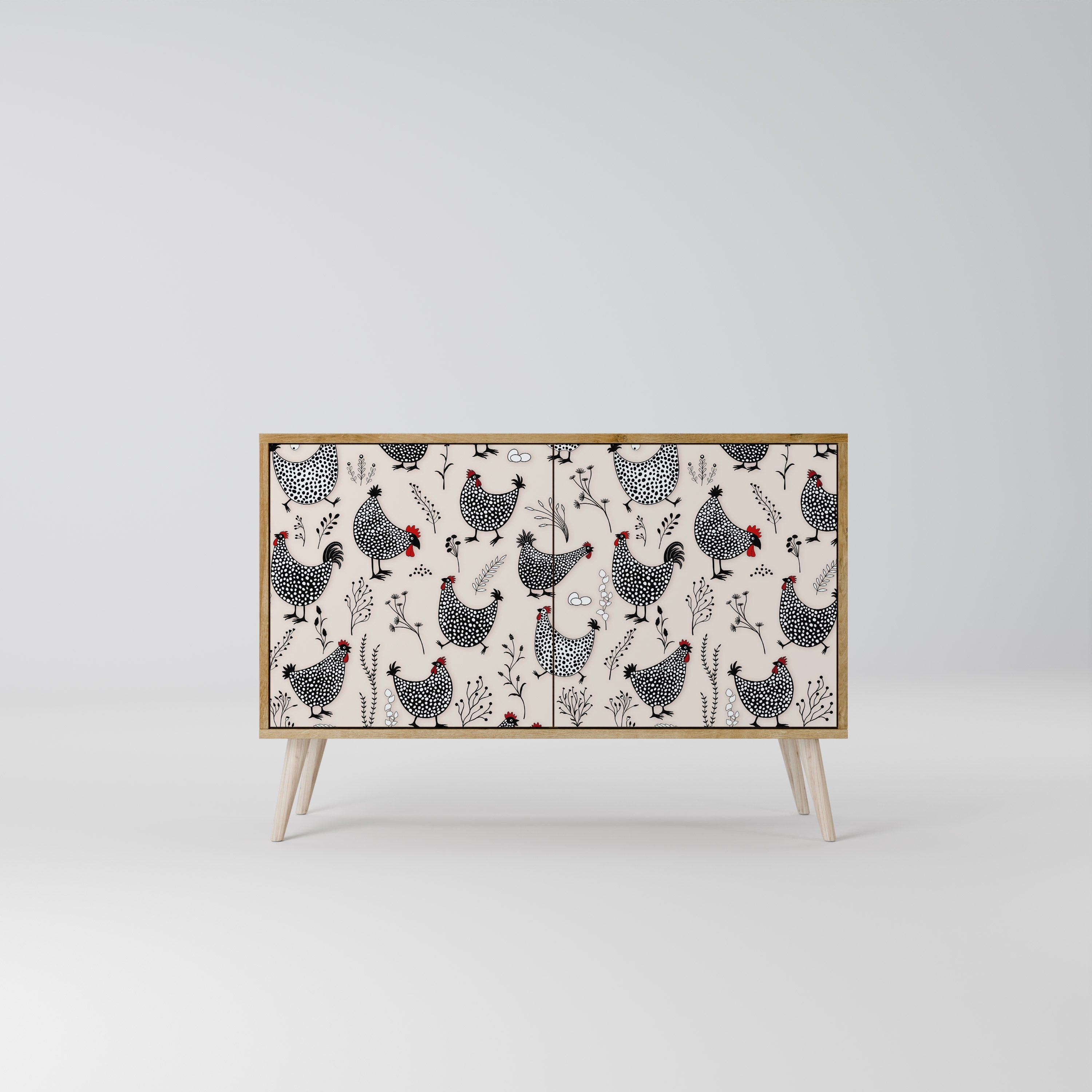 HAPPY HENS 2-Door Sideboard in Oak Effect