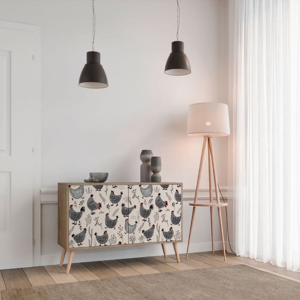 HAPPY HENS 2-Door Sideboard in Oak Effect