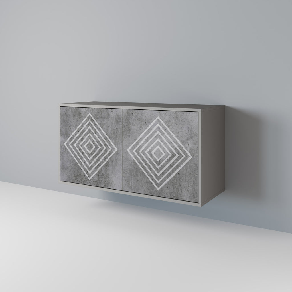 POLYGONAL ARTISTRY Μπουφές 2 Πόρτων σε Γκρι Φινίρισμα