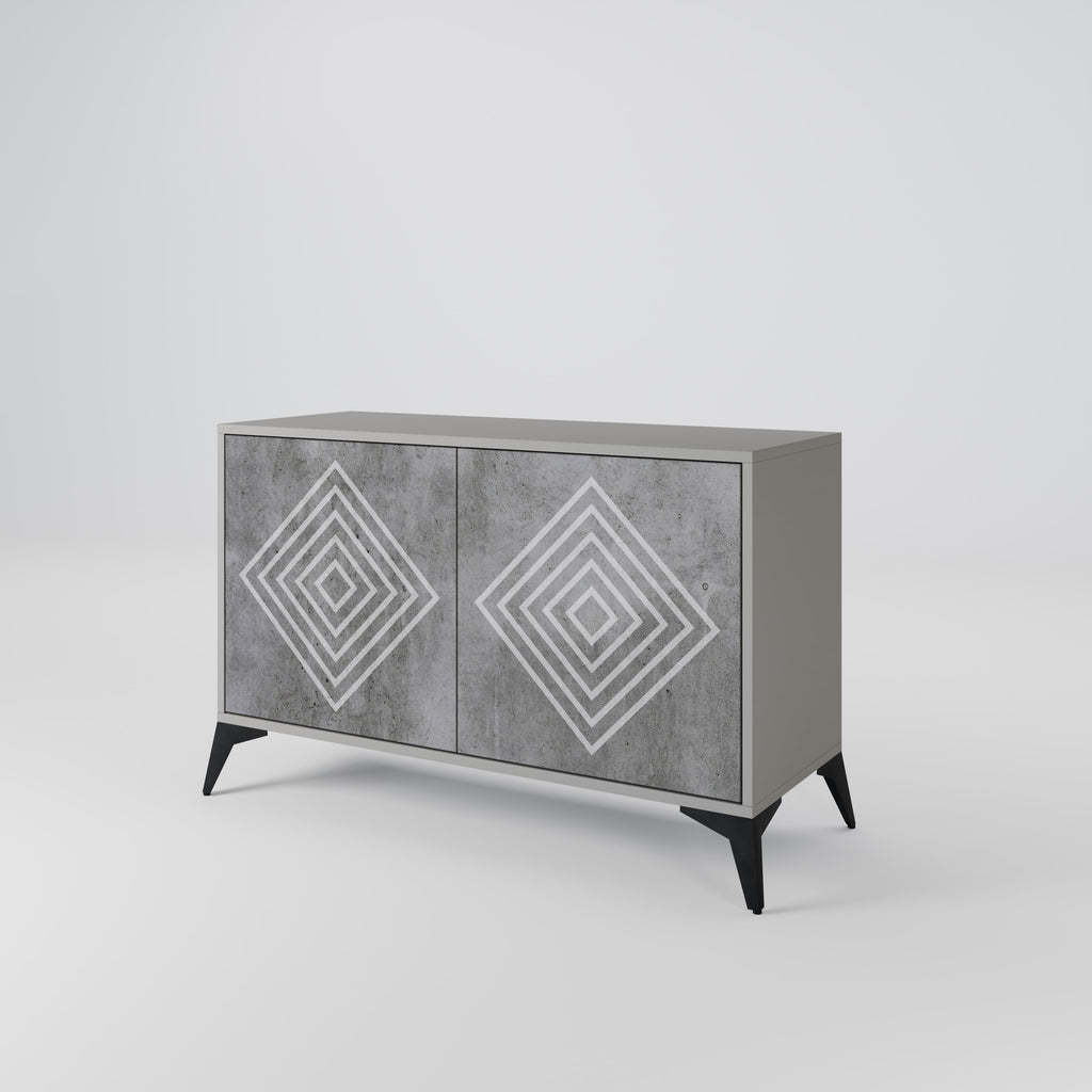 POLYGONAL ARTISTRY Μπουφές 2 Πόρτων σε Γκρι Φινίρισμα