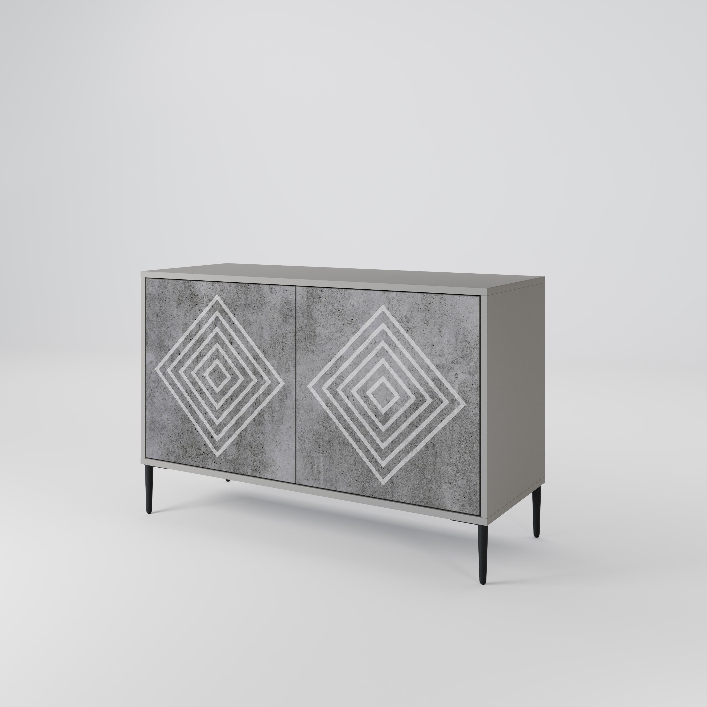 POLYGONAL ARTISTRY Μπουφές 2 Πόρτων σε Γκρι Φινίρισμα