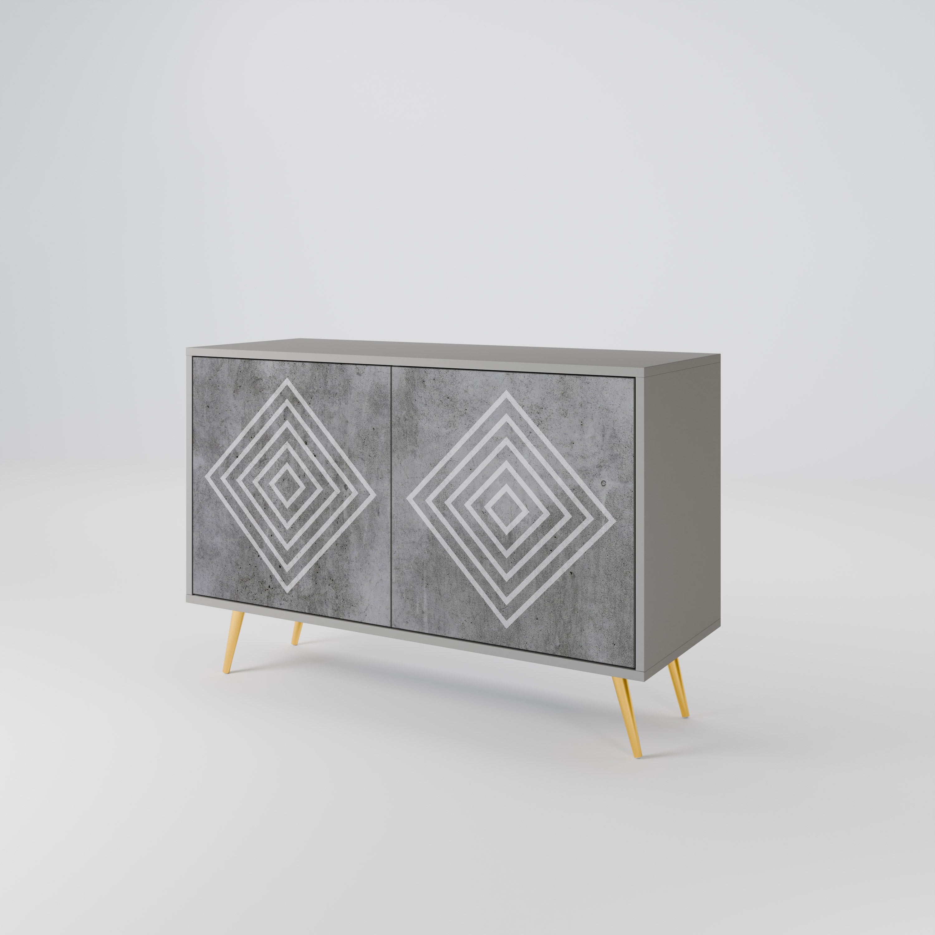 POLYGONAL ARTISTRY Μπουφές 2 Πόρτων σε Γκρι Φινίρισμα