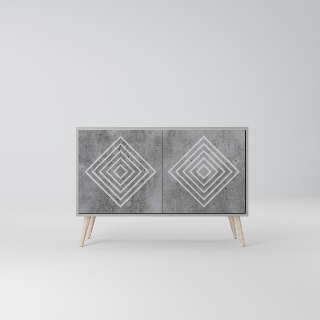 POLYGONAL ARTISTRY Μπουφές 2 Πόρτων σε Γκρι Φινίρισμα