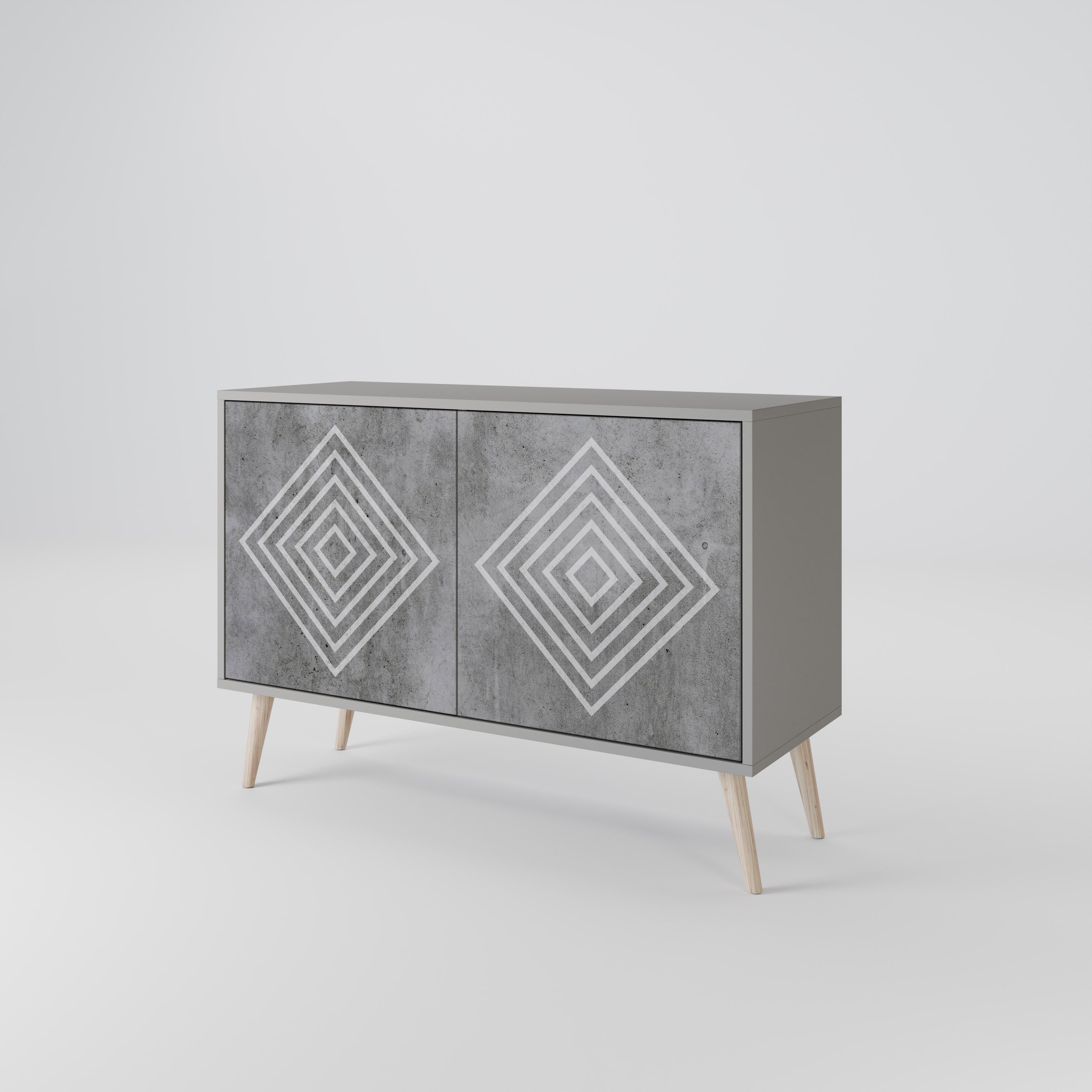 POLYGONAL ARTISTRY Μπουφές 2 Πόρτων σε Γκρι Φινίρισμα
