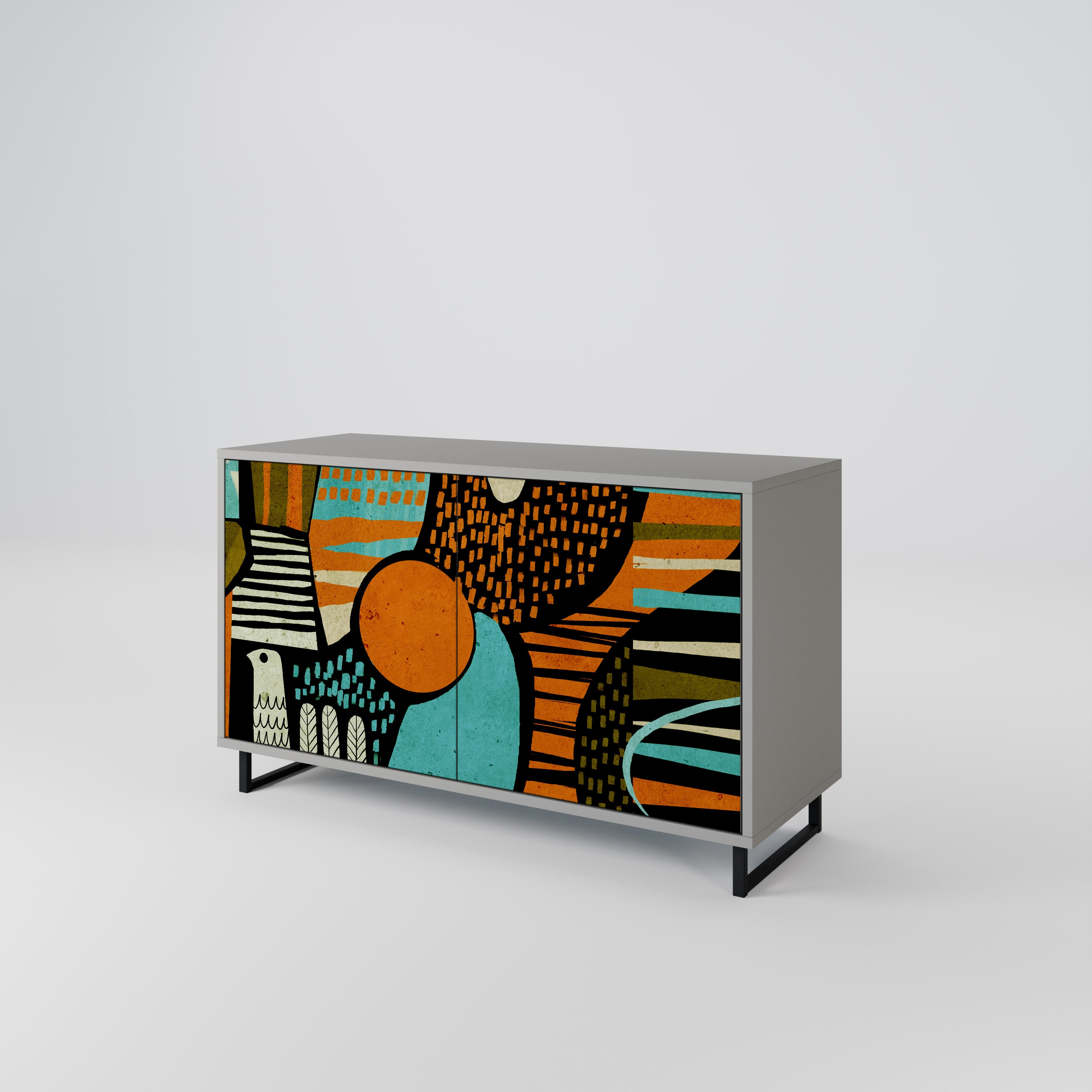 GEODE GLIMMER 2-Door Sideboard in Grey Finish