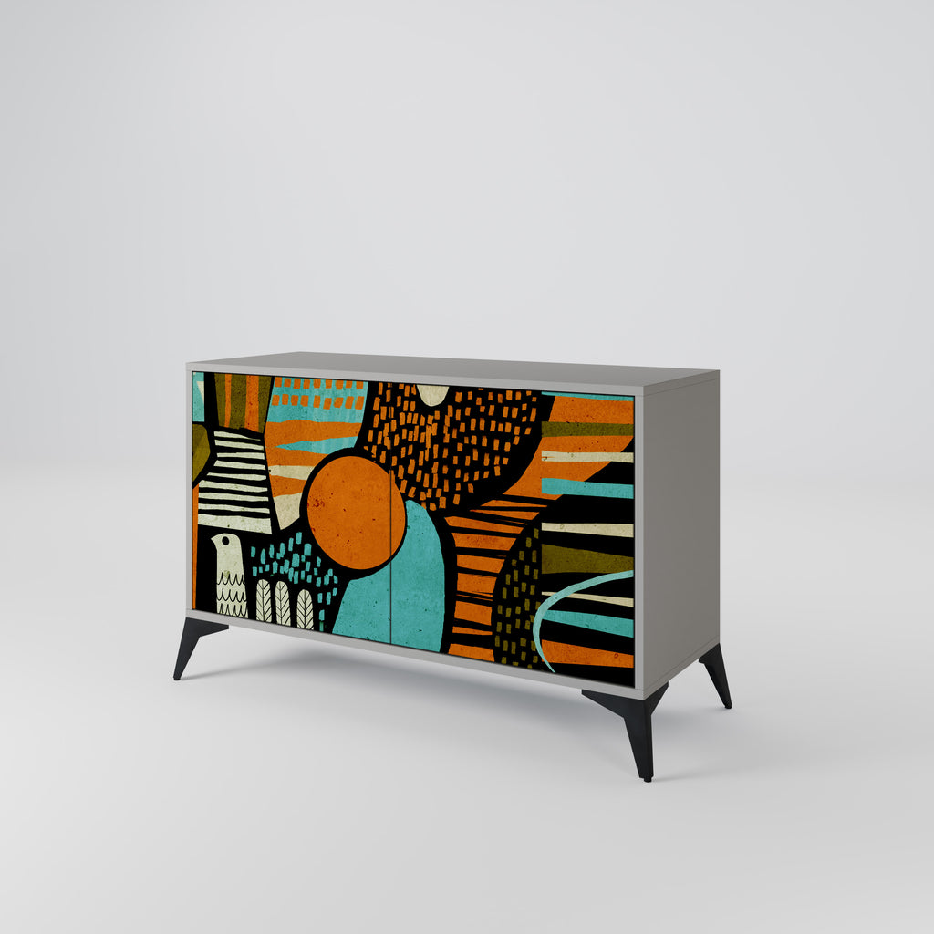 GEODE GLIMMER 2-Door Sideboard in Grey Finish
