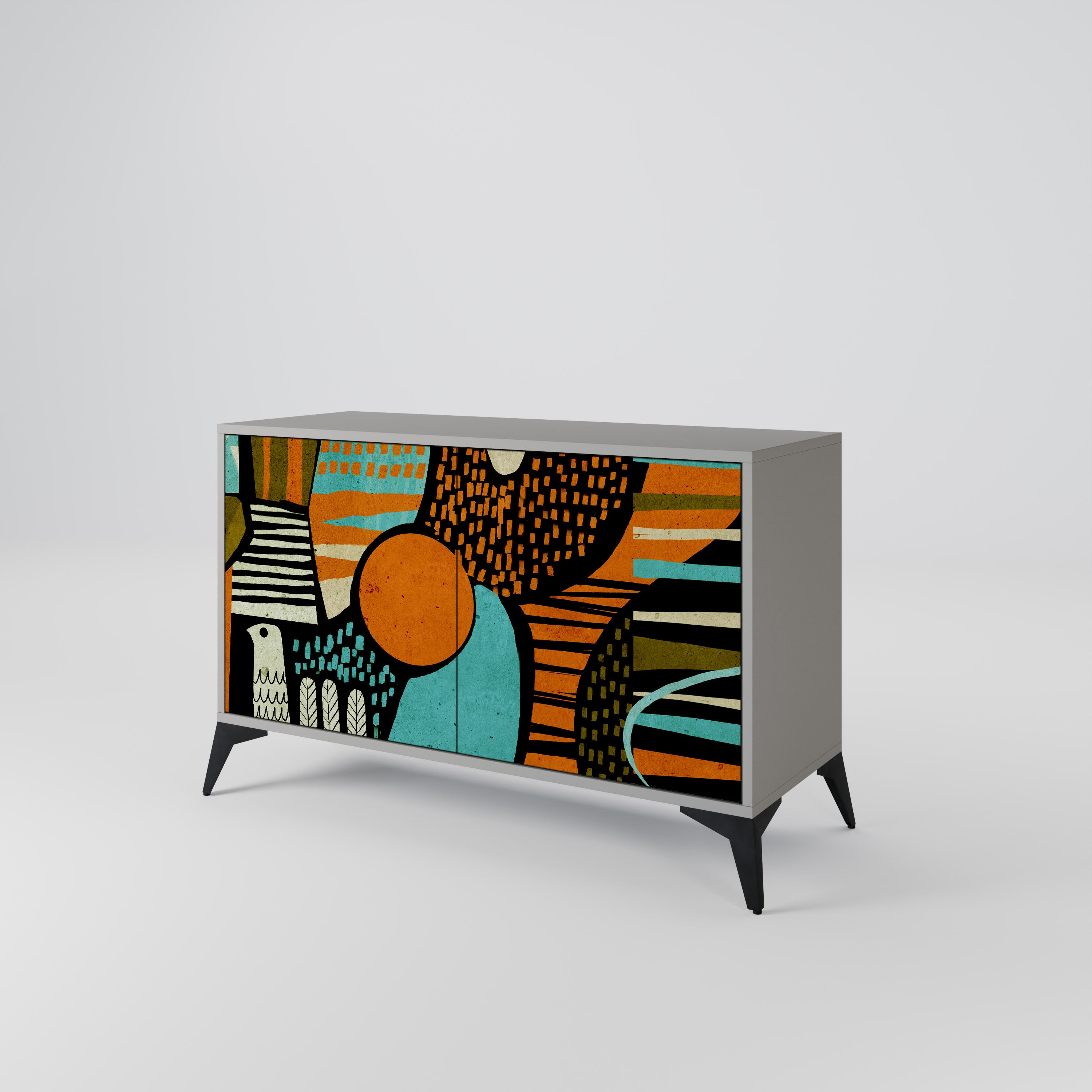 GEODE GLIMMER 2-Door Sideboard in Grey Finish
