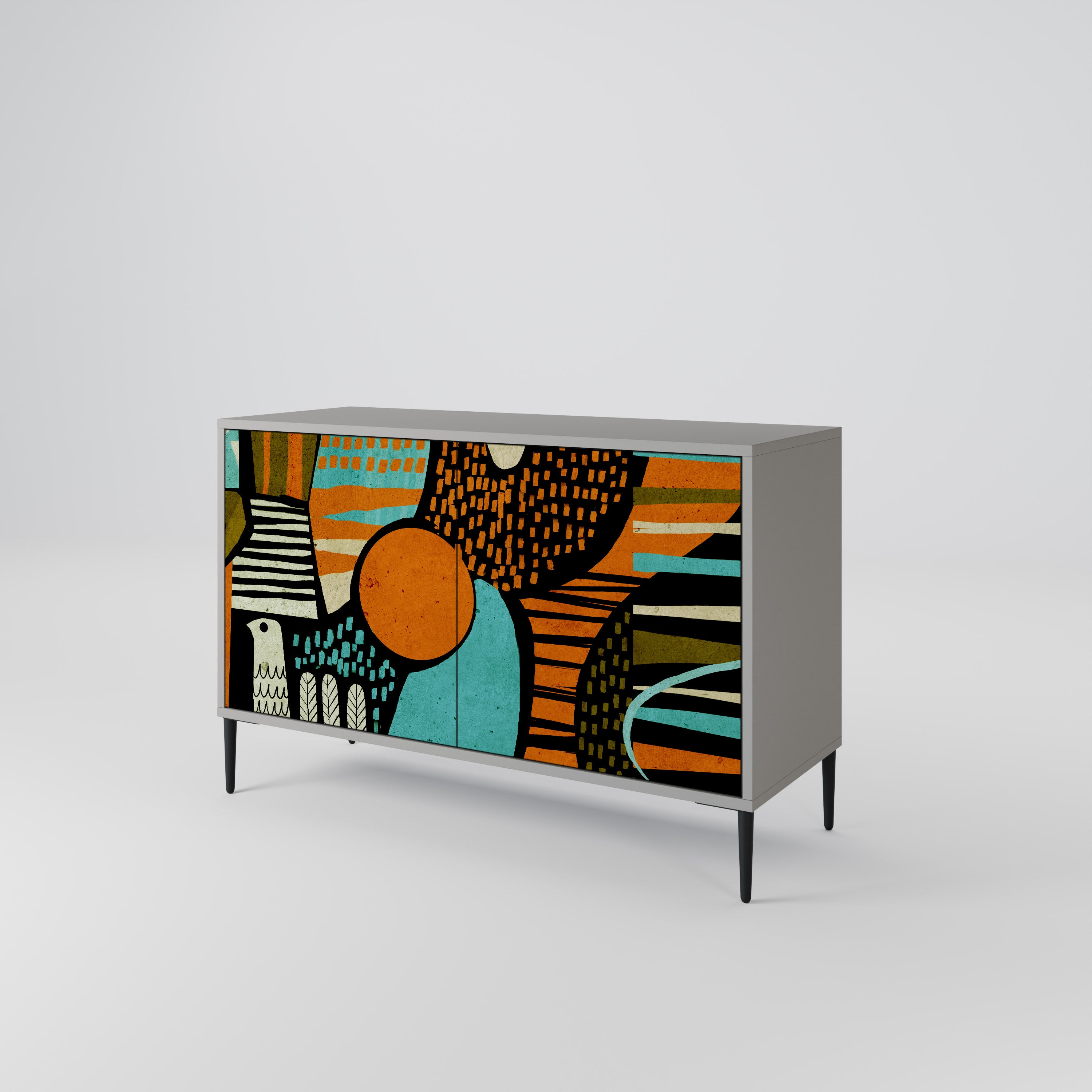 GEODE GLIMMER 2-Door Sideboard in Grey Finish