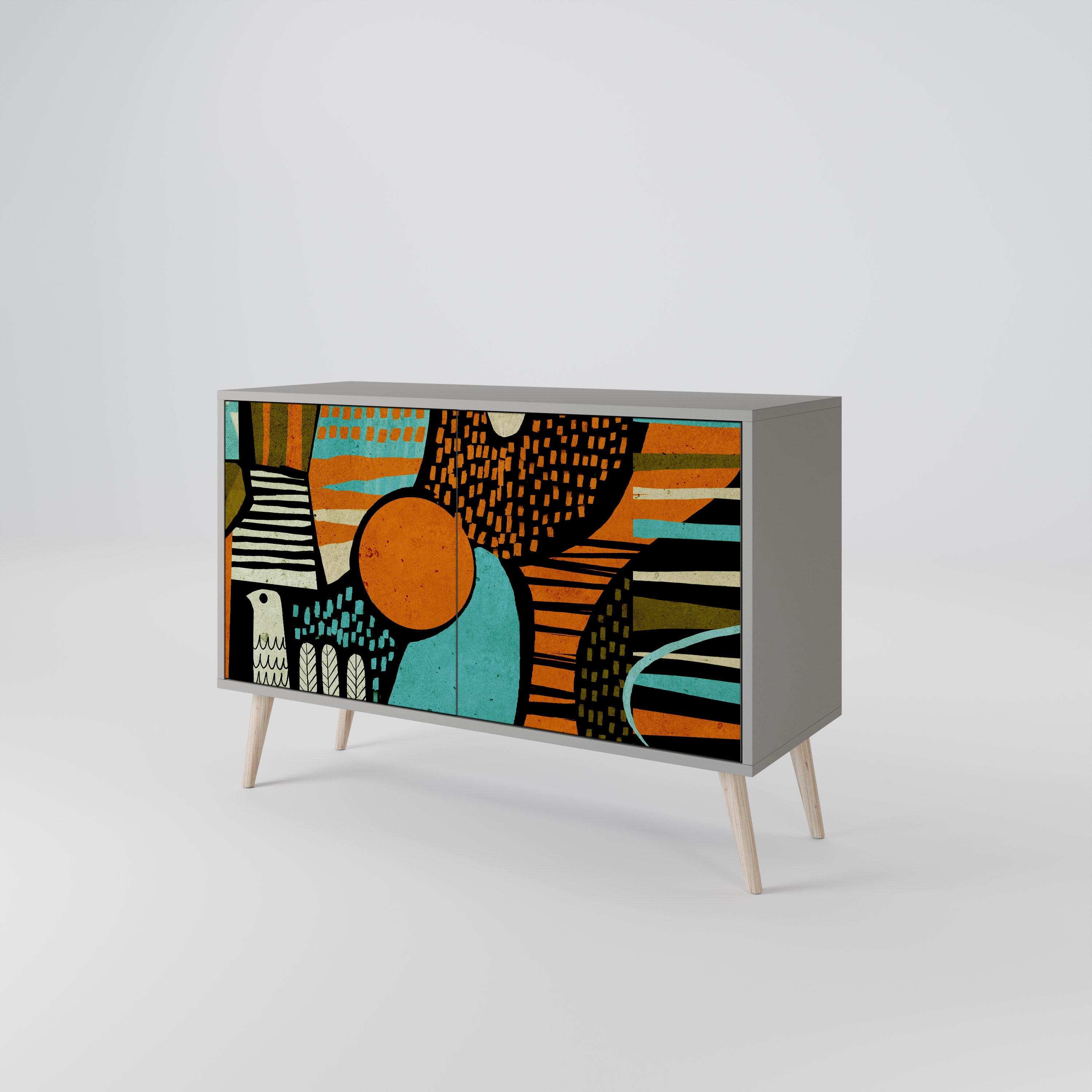 GEODE GLIMMER 2-Door Sideboard in Grey Finish
