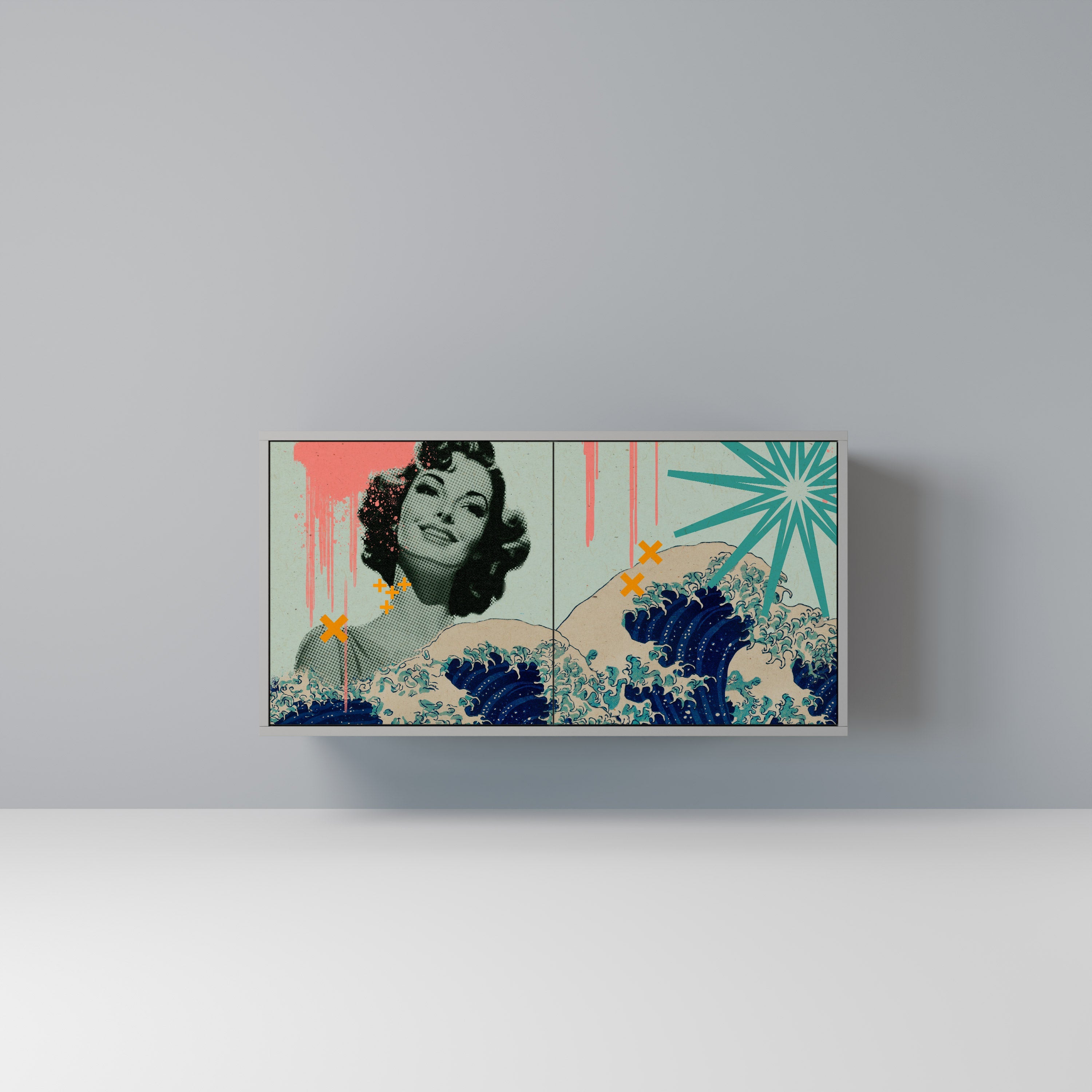 KANAGAWA BEAUTY Μπουφές με 2 Πόρτες σε Γκρι Φινίρισμα