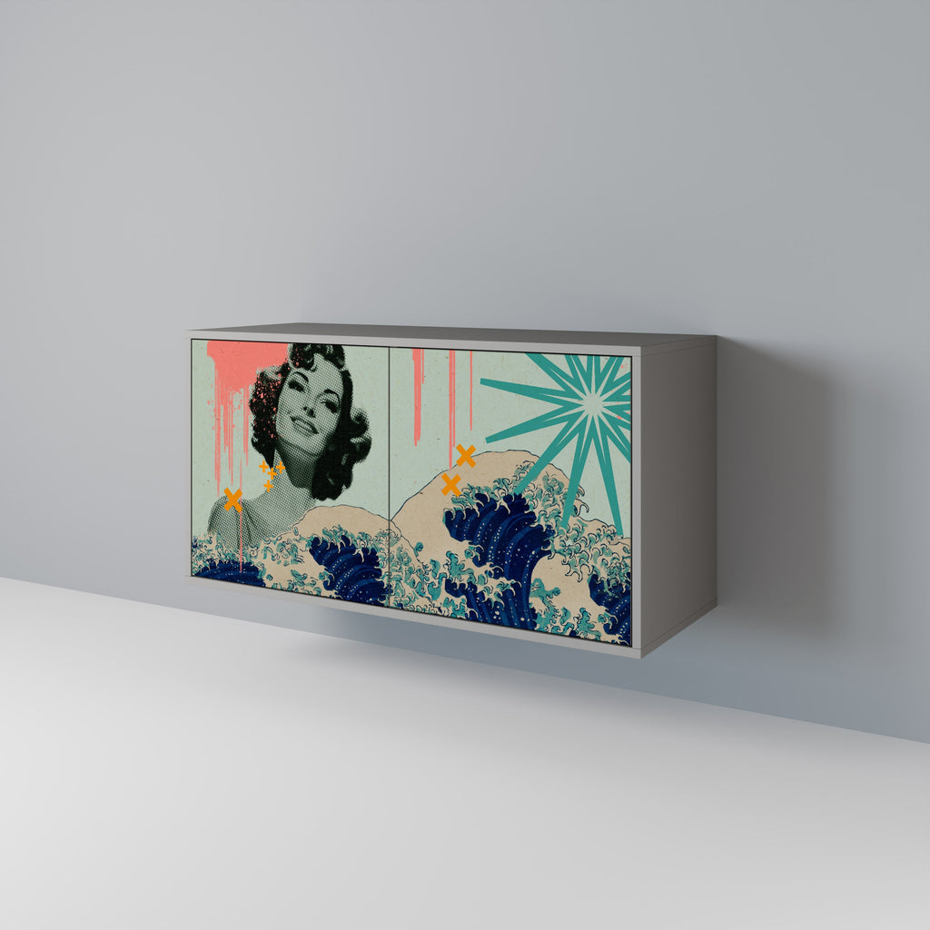KANAGAWA BEAUTY Μπουφές με 2 Πόρτες σε Γκρι Φινίρισμα