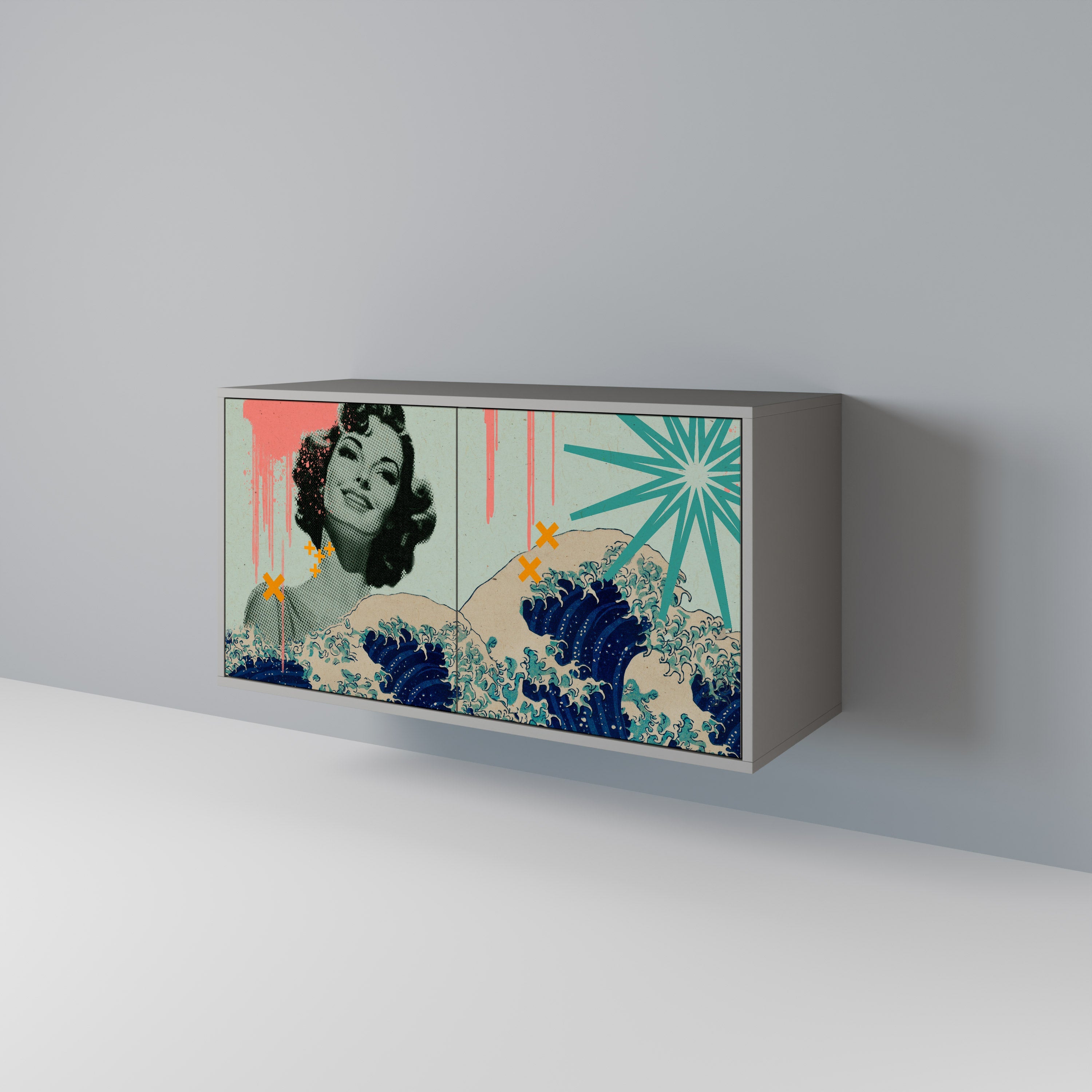 KANAGAWA BEAUTY Μπουφές με 2 Πόρτες σε Γκρι Φινίρισμα