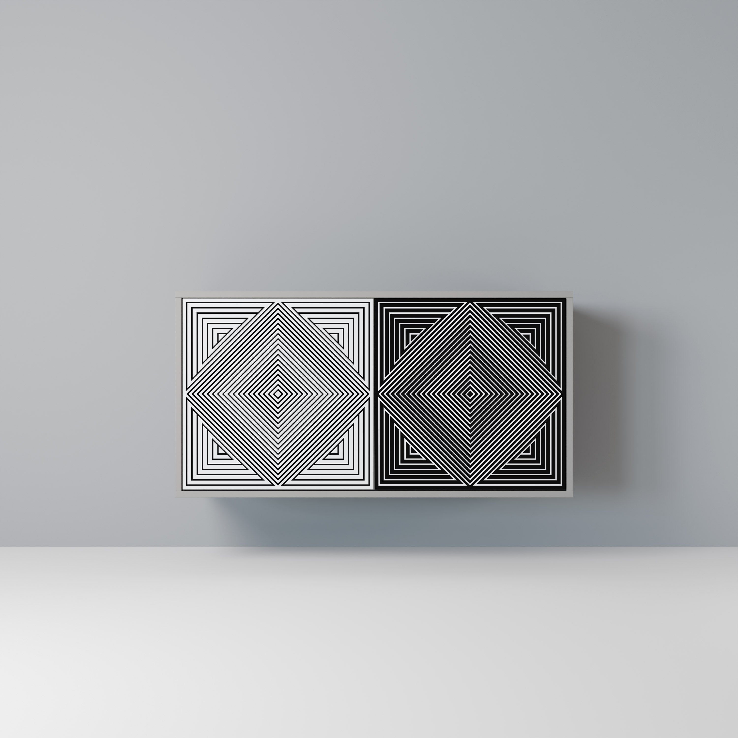 Μπουφές POLYGON ILLUSION με 2 πόρτες σε γκρι φινίρισμα