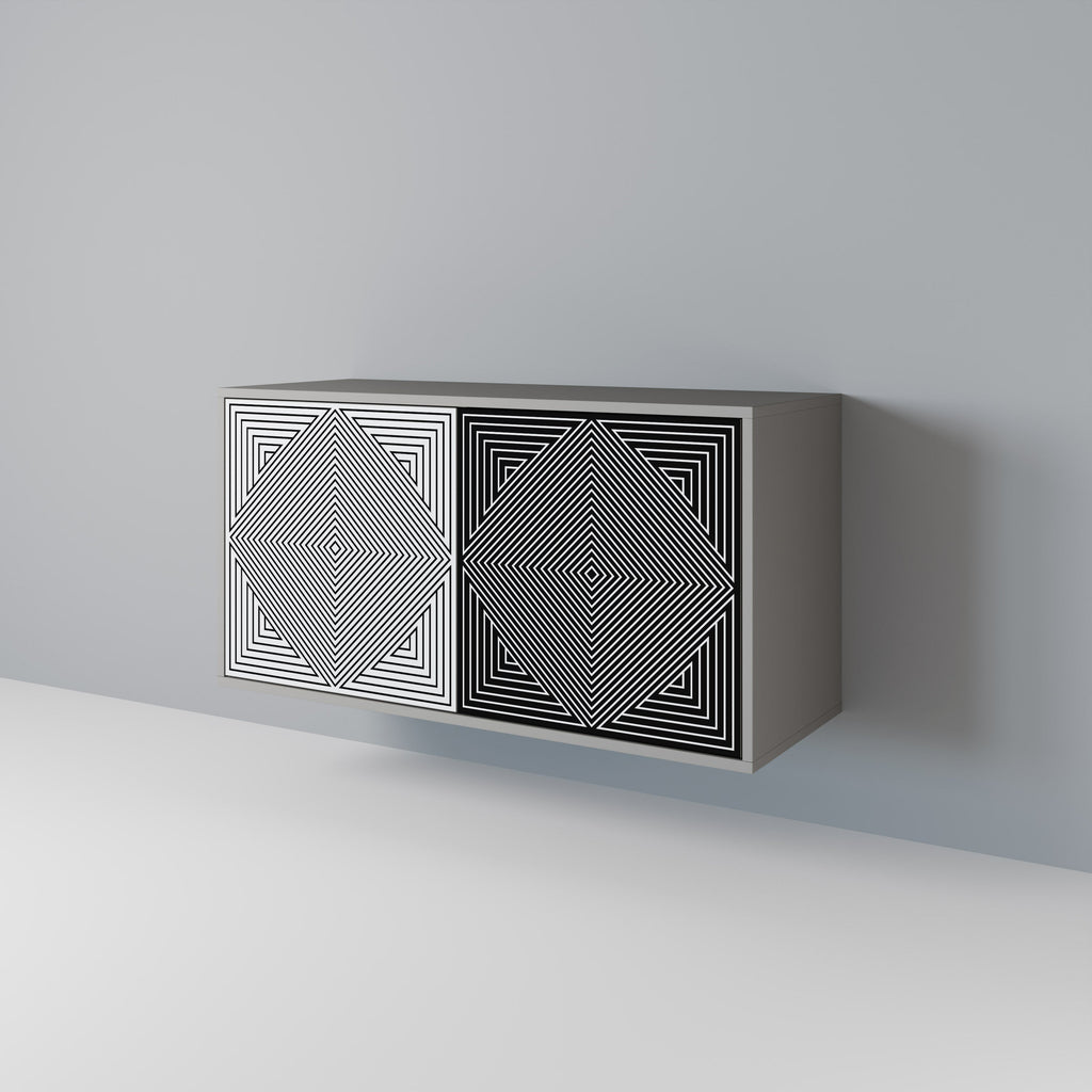 Μπουφές POLYGON ILLUSION με 2 πόρτες σε γκρι φινίρισμα