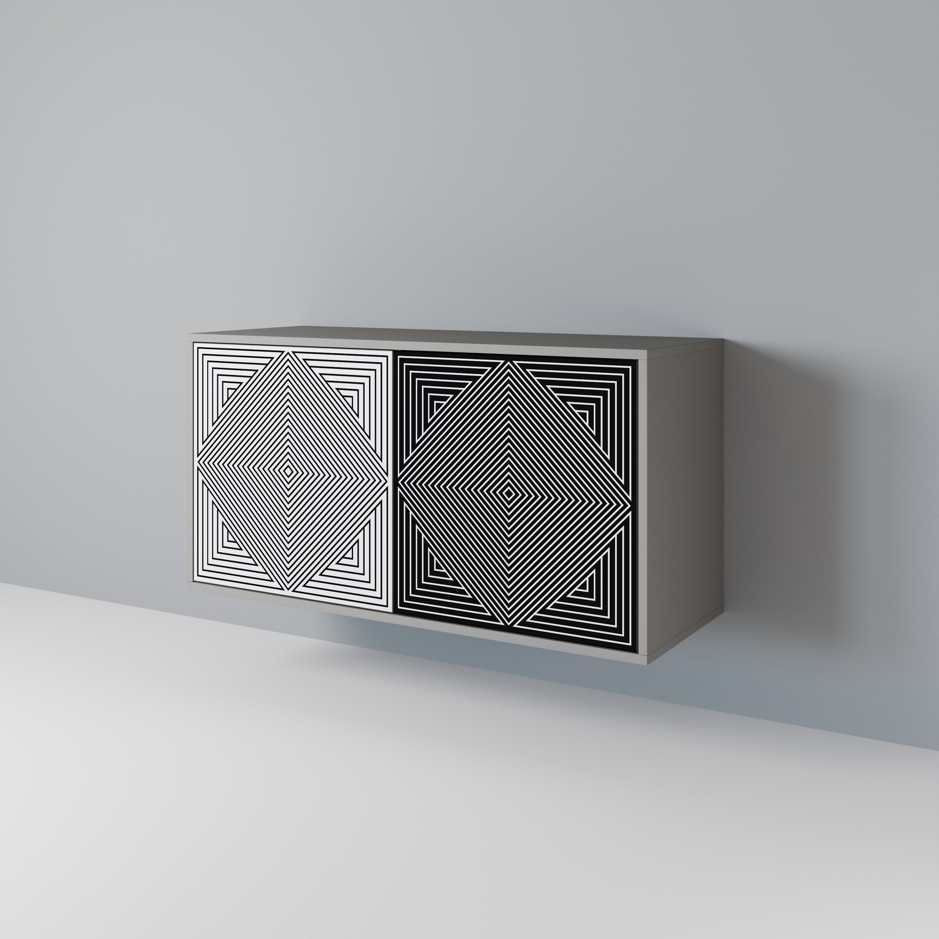 Μπουφές POLYGON ILLUSION με 2 πόρτες σε γκρι φινίρισμα