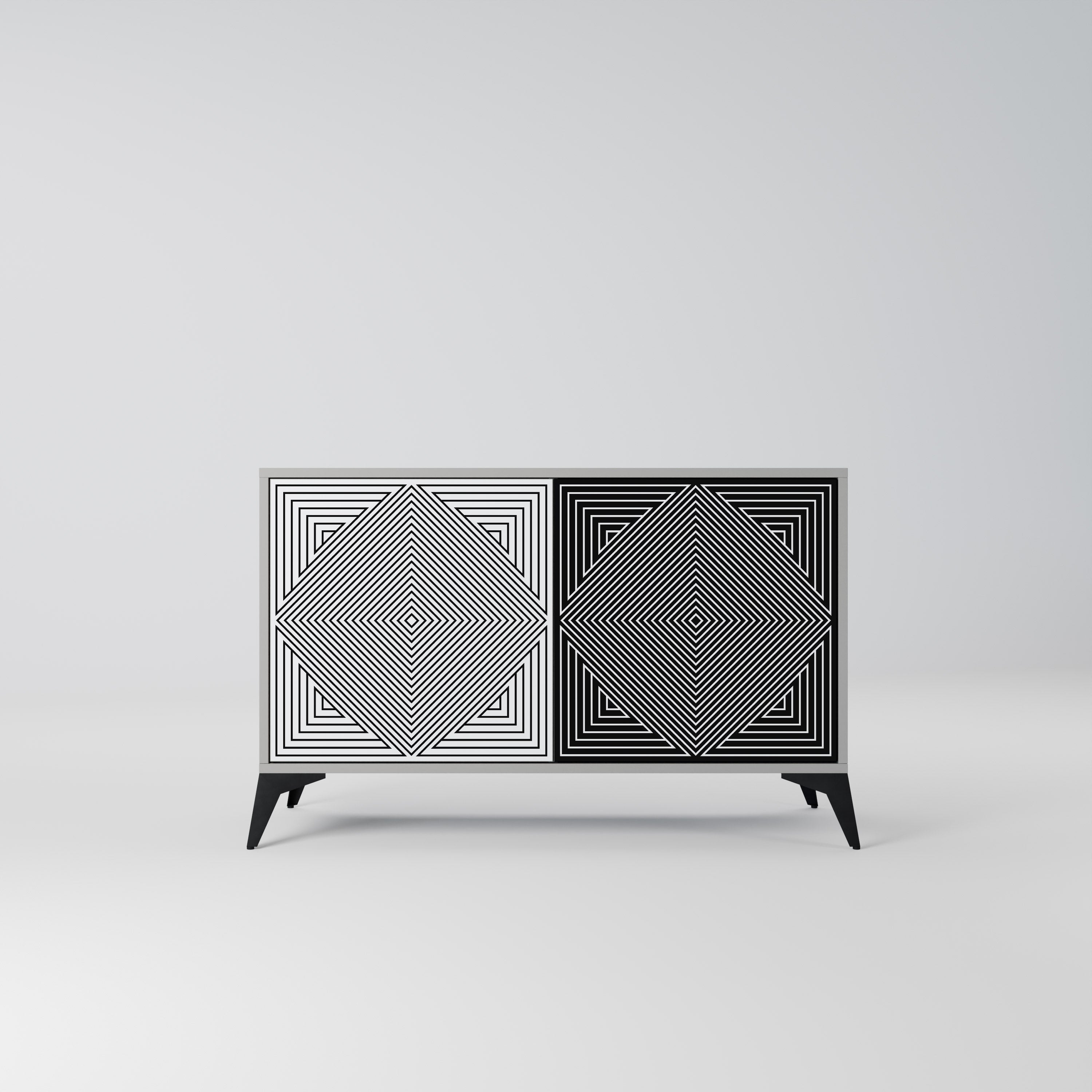 Μπουφές POLYGON ILLUSION με 2 πόρτες σε γκρι φινίρισμα