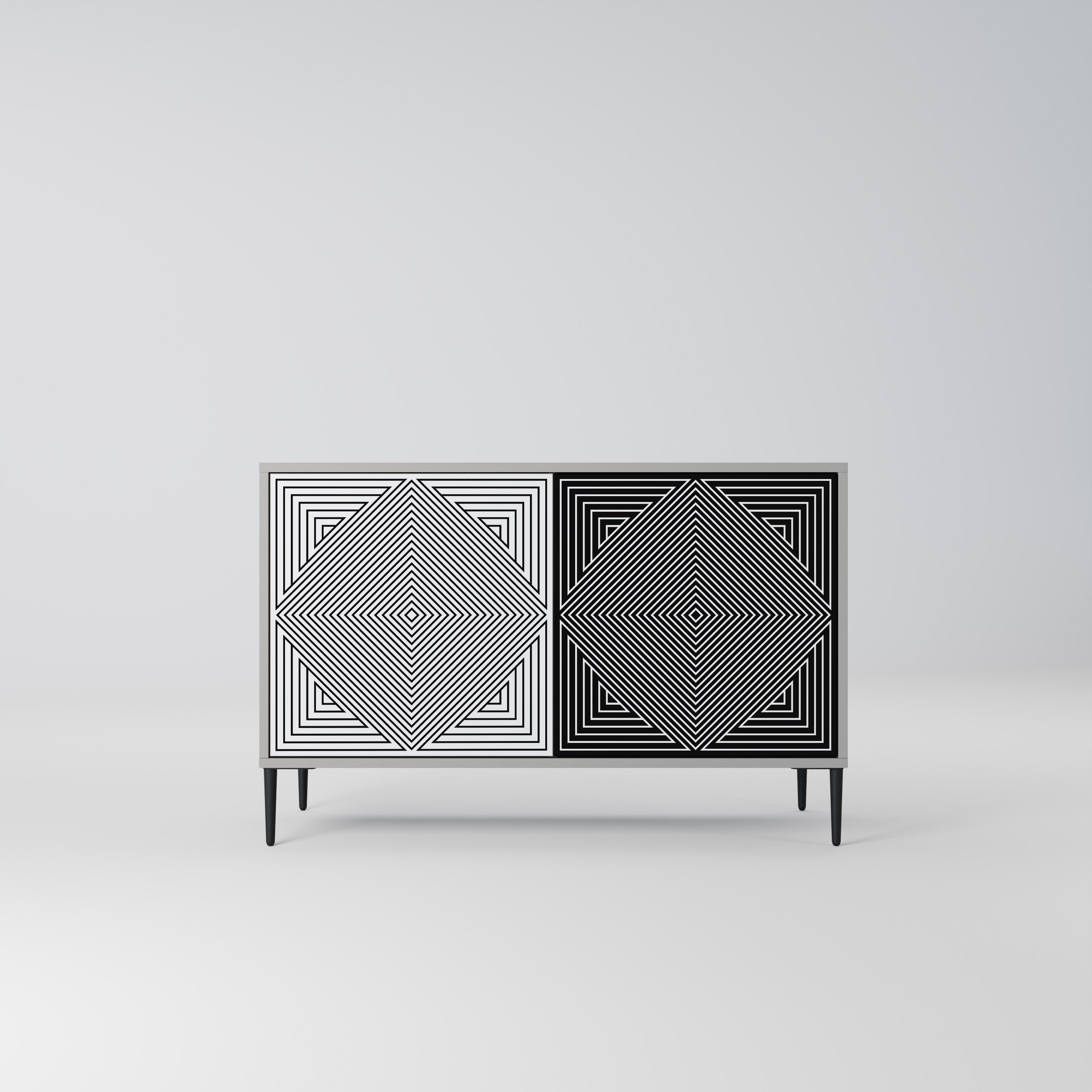 Μπουφές POLYGON ILLUSION με 2 πόρτες σε γκρι φινίρισμα