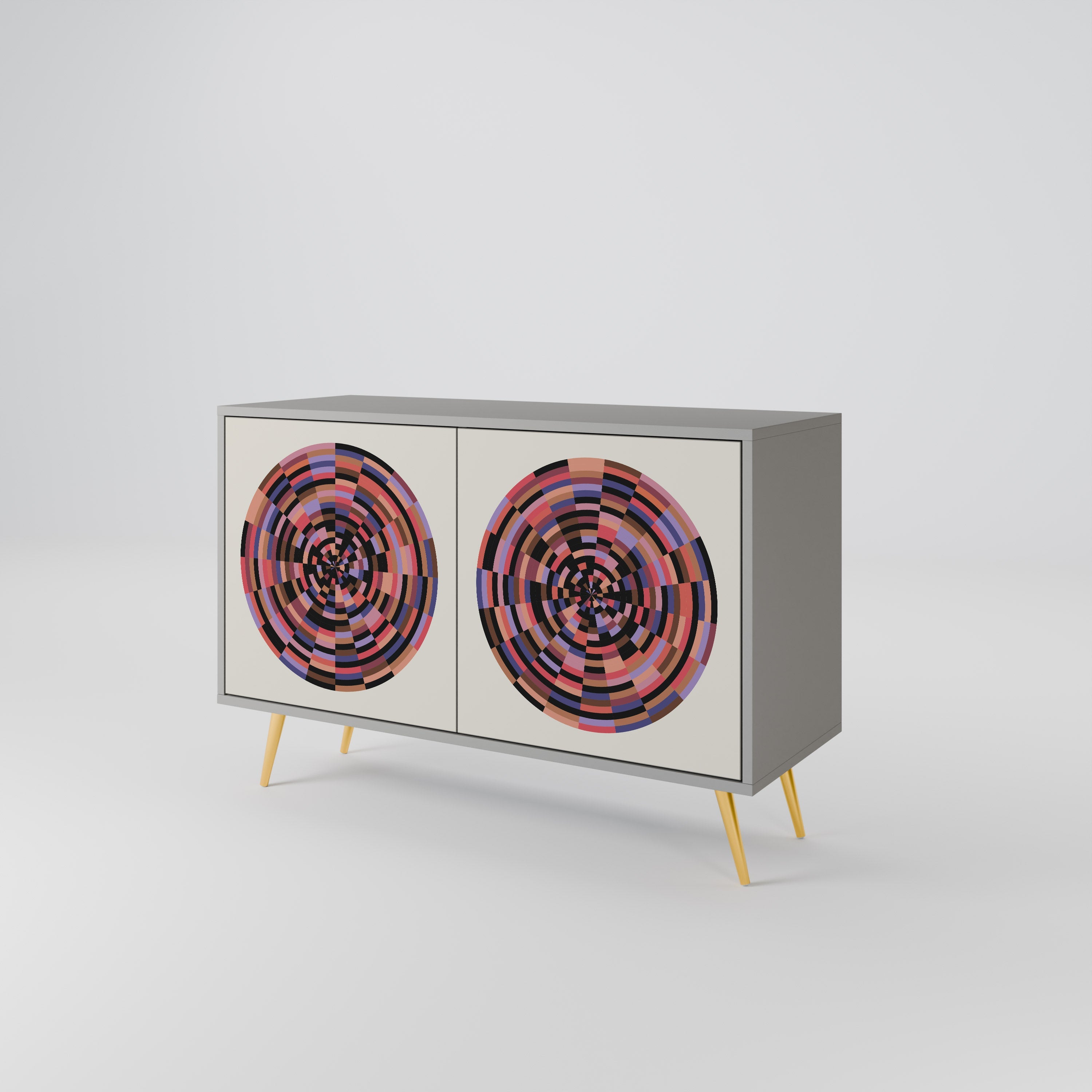 Μπουφές 2 θυρών BROWN CIRCLES σε γκρι φινίρισμα