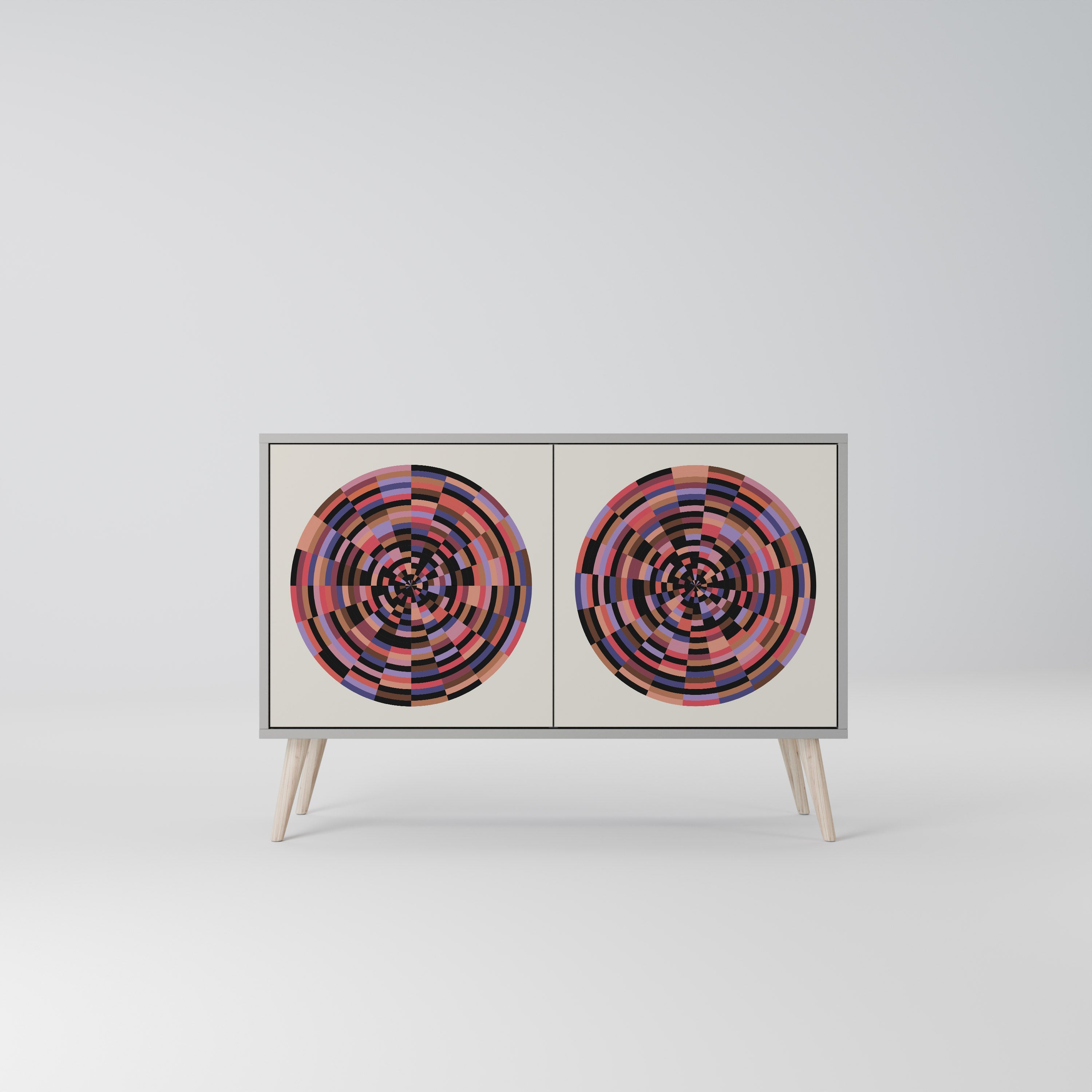 Μπουφές 2 θυρών BROWN CIRCLES σε γκρι φινίρισμα